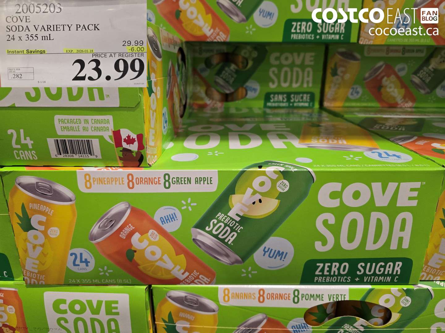 2005203 COVE SODA VARIETY PACK 24 X 355 ML ($6.00 INSTANT SAVINGS EXPIRES ON 2026-01-18) $23.99