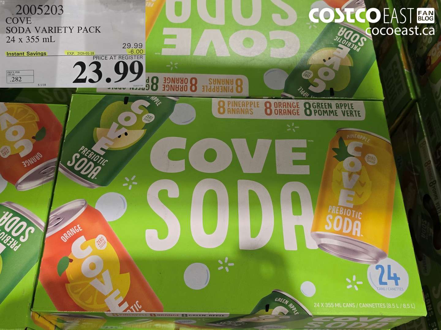 2005203 COVE SODA VARIETY PACK 24 X 355 ML ($6.00 INSTANT SAVINGS EXPIRES ON 2026-01-18) $23.99