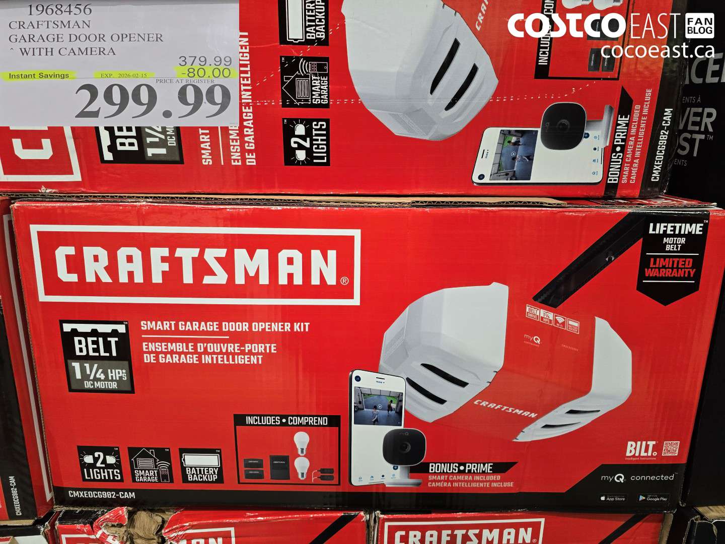 1968456 CRAFTSMAN GARAGE DOOR OPENER WITH CAMERA ($80.00 INSTANT SAVINGS EXPIRES ON 2026-02-15) $299.99
