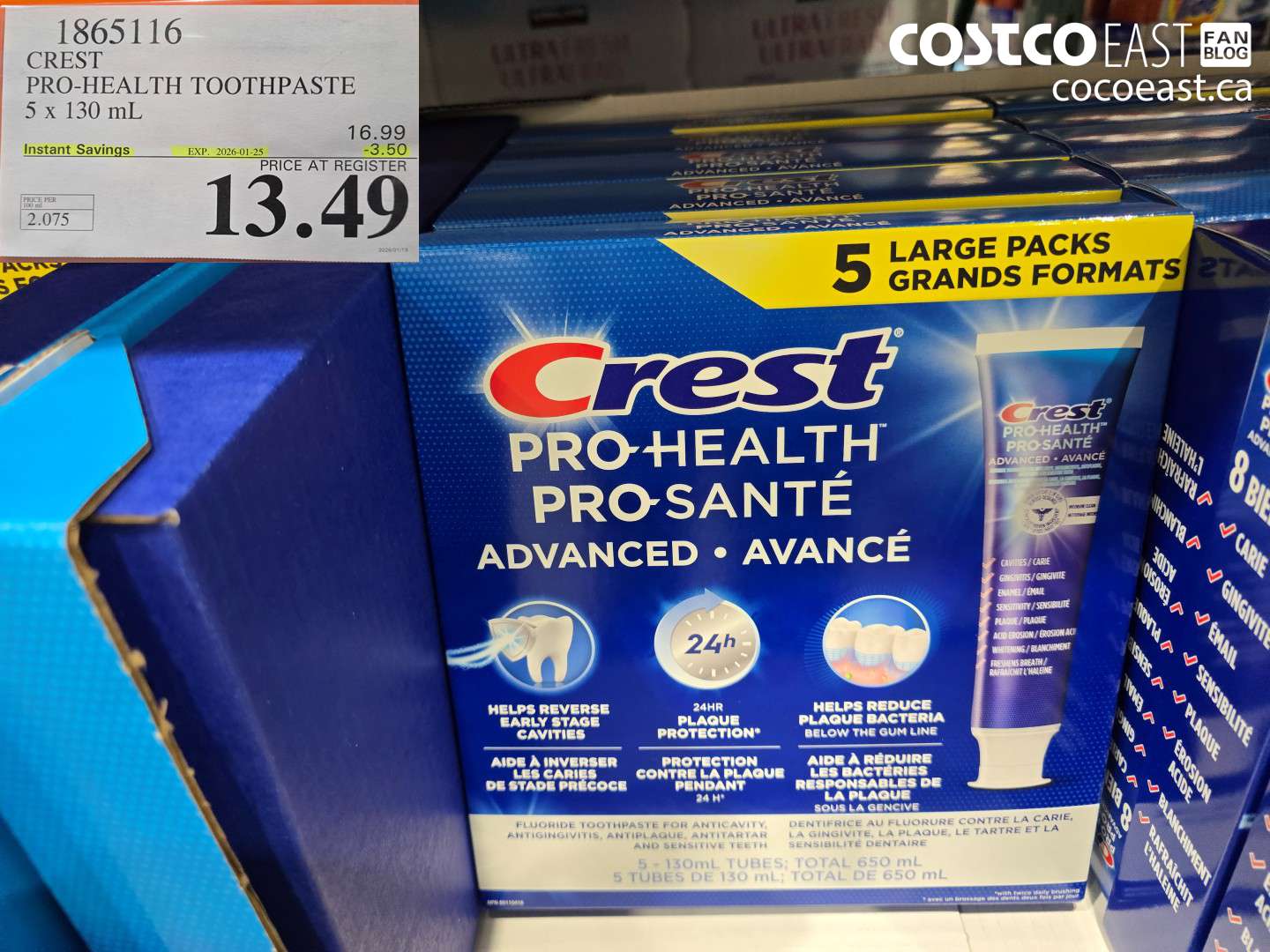 1865116 CREST PRO-HEALTH TOOTHPASTE 5 X 130 ML ($3.50 INSTANT SAVINGS EXPIRES ON 2026-01-25) $13.49