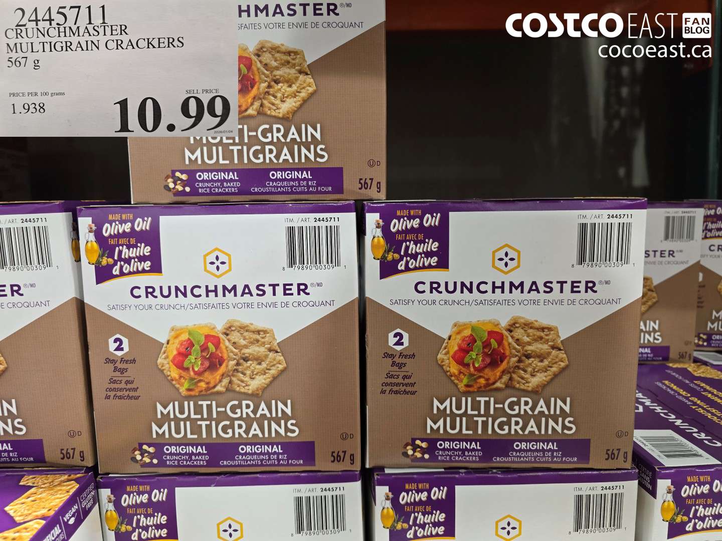 2445711 CRUNCHMASTER MULTIGRAIN CRACKERS 567 g $10.99