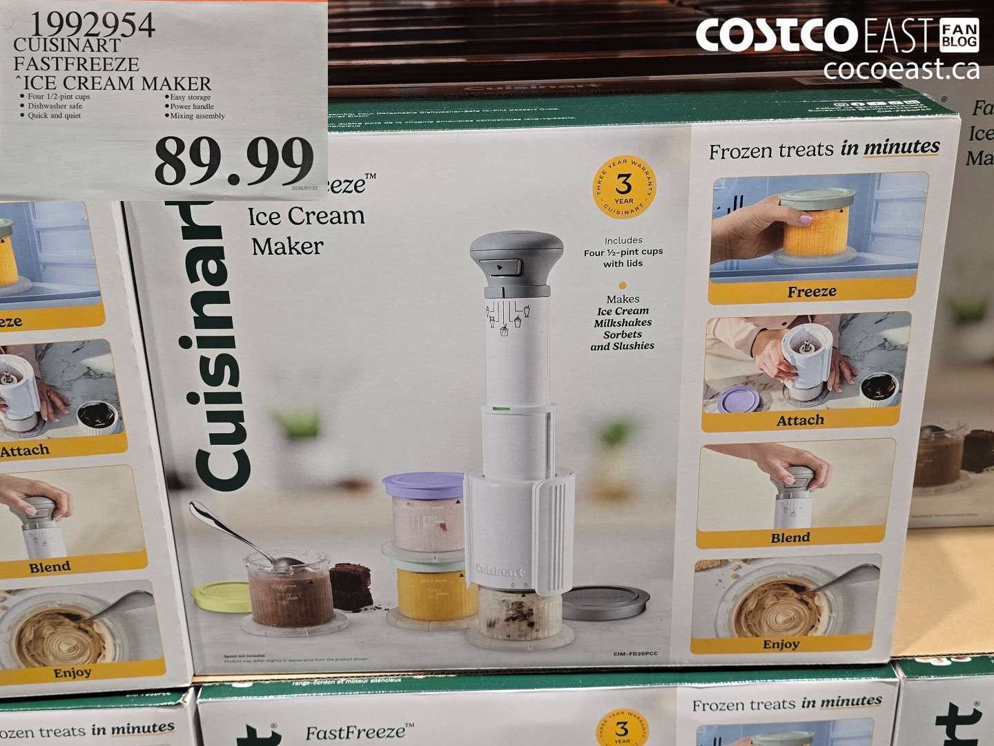 1992954 CUISINART FASTFREEZE ICE CREAM MAKER $89.99