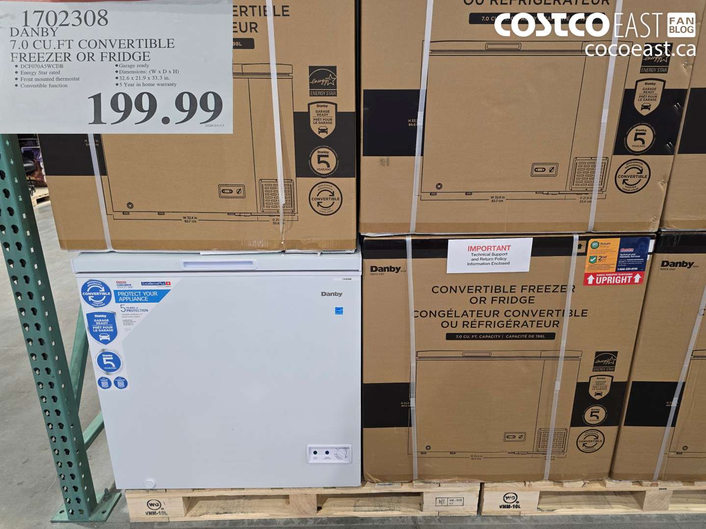 1702308 DANBY 7.0 CU.ET. CONVERTIBLE FREEZER or FRIDGE $199.99