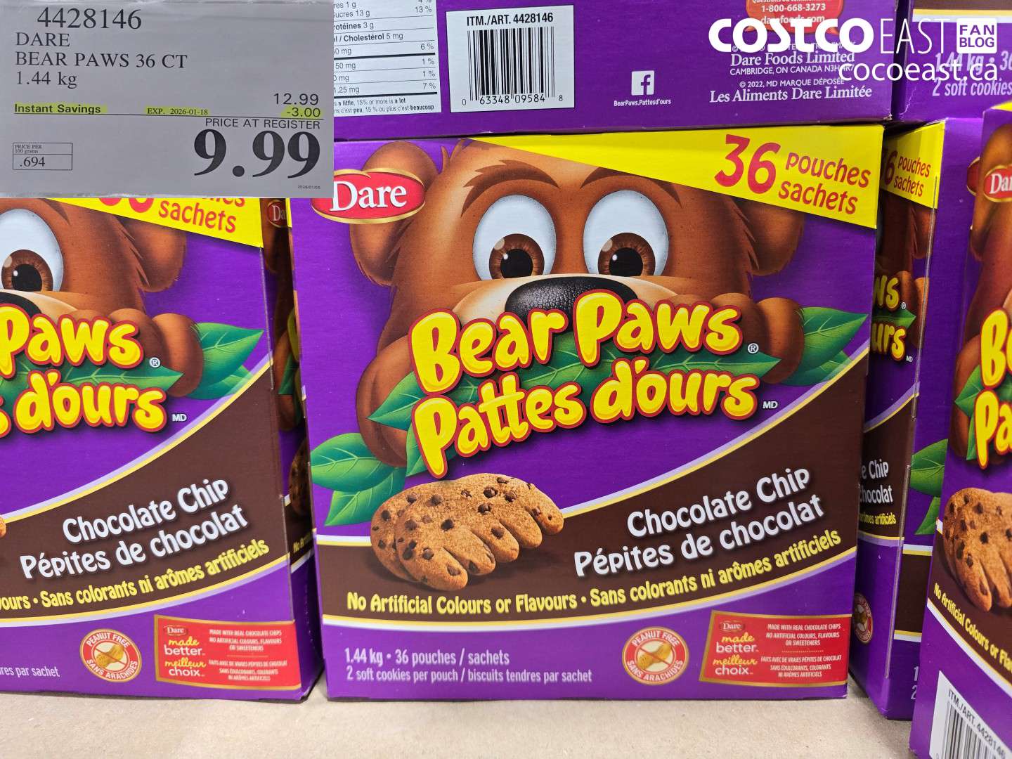 4428146 DARE BEAR PAWS CHOCOLATE 36CT 1.44 KG ($3.00 INSTANT SAVINGS EXPIRES ON 2026-01-18) $9.99
