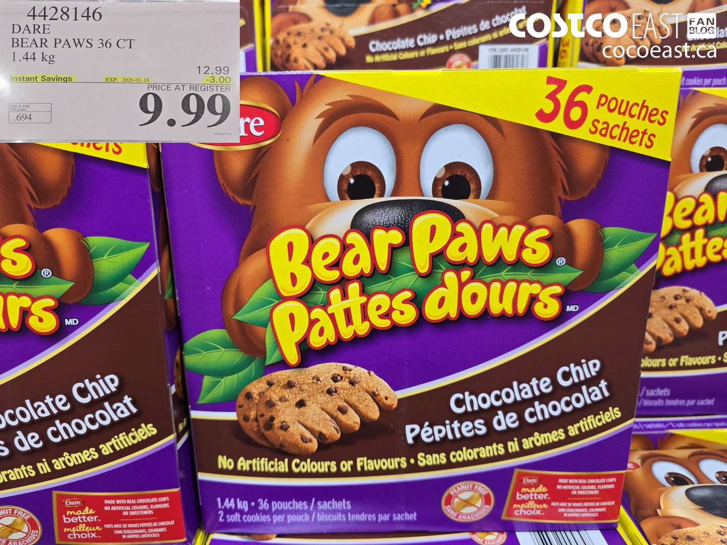 4428146 DARE BEAR PAWS CHOCOLATE 36CT 1.44 KG ($3.00 INSTANT SAVINGS EXPIRES ON 2026-01-18) $9.99