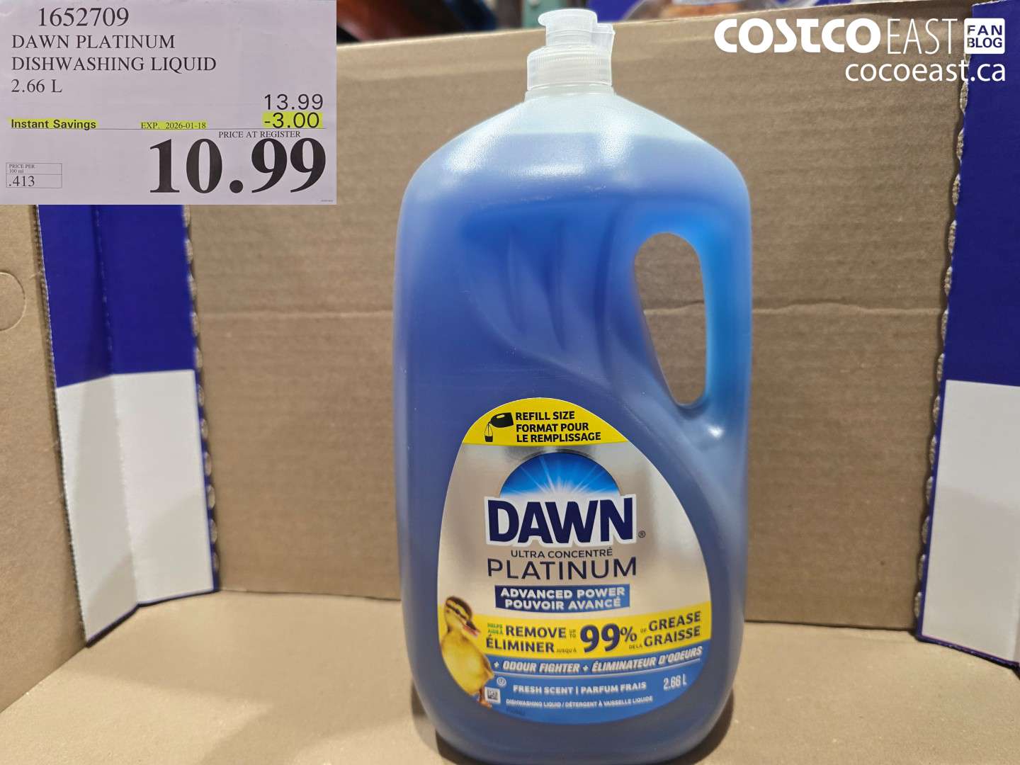 1652709 DAWN PLATINUM DISHWASHER LIQUID 2.66L ($3.00 INSTANT SAVINGS EXPIRES ON 2026-01-18) $10.99