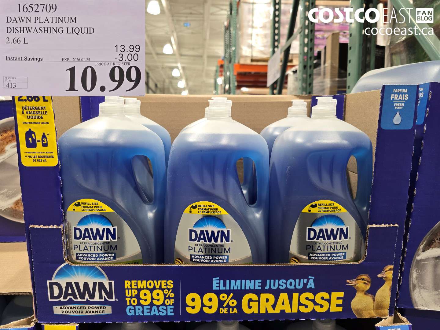 1652709 DAWN PLATINUM DISHWASHER LIQUID 2.66L ($3.00 INSTANT SAVINGS EXPIRES ON 2026-01-25) $10.99