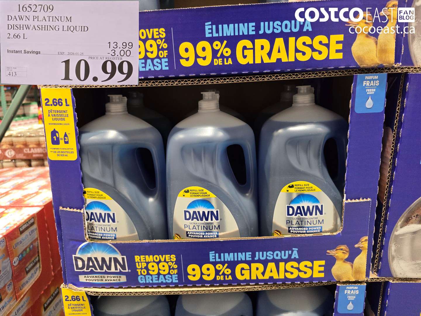 1652709 DAWN PLATINUM DISHWASHER LIQUID 2.66L ($3.00 INSTANT SAVINGS EXPIRES ON 2026-01-25) $10.99