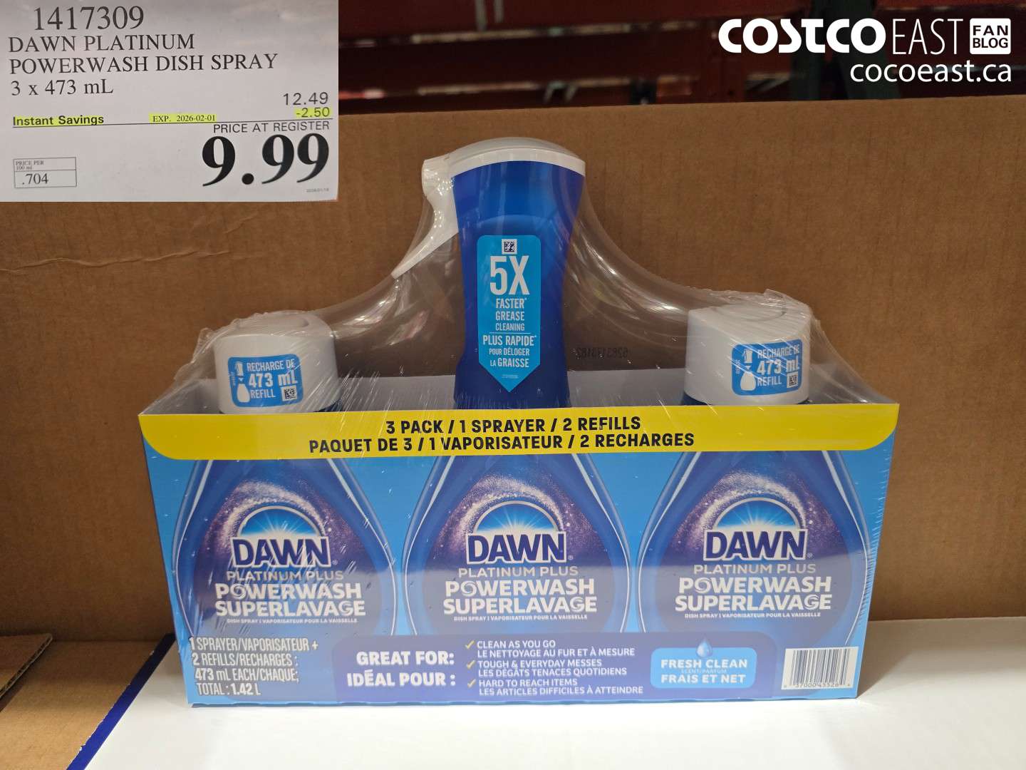 1417309 DAWN POWERWASH DISH SPRAY 3 X 473 mL ($2.50 INSTANT SAVINGS EXPIRES ON 2026-02-01) $9.99