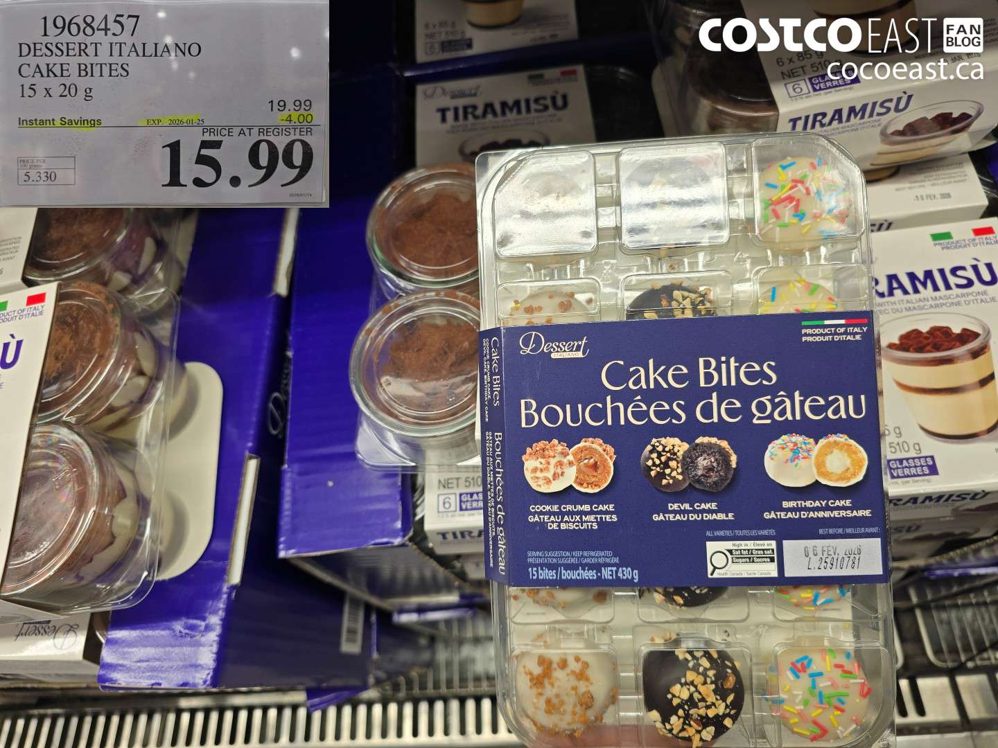 1968457 DESSERT ITALIANO CAKE BITES 15 X 20 G ($4.00 INSTANT SAVINGS EXPIRES ON 2026-01-25) $15.99