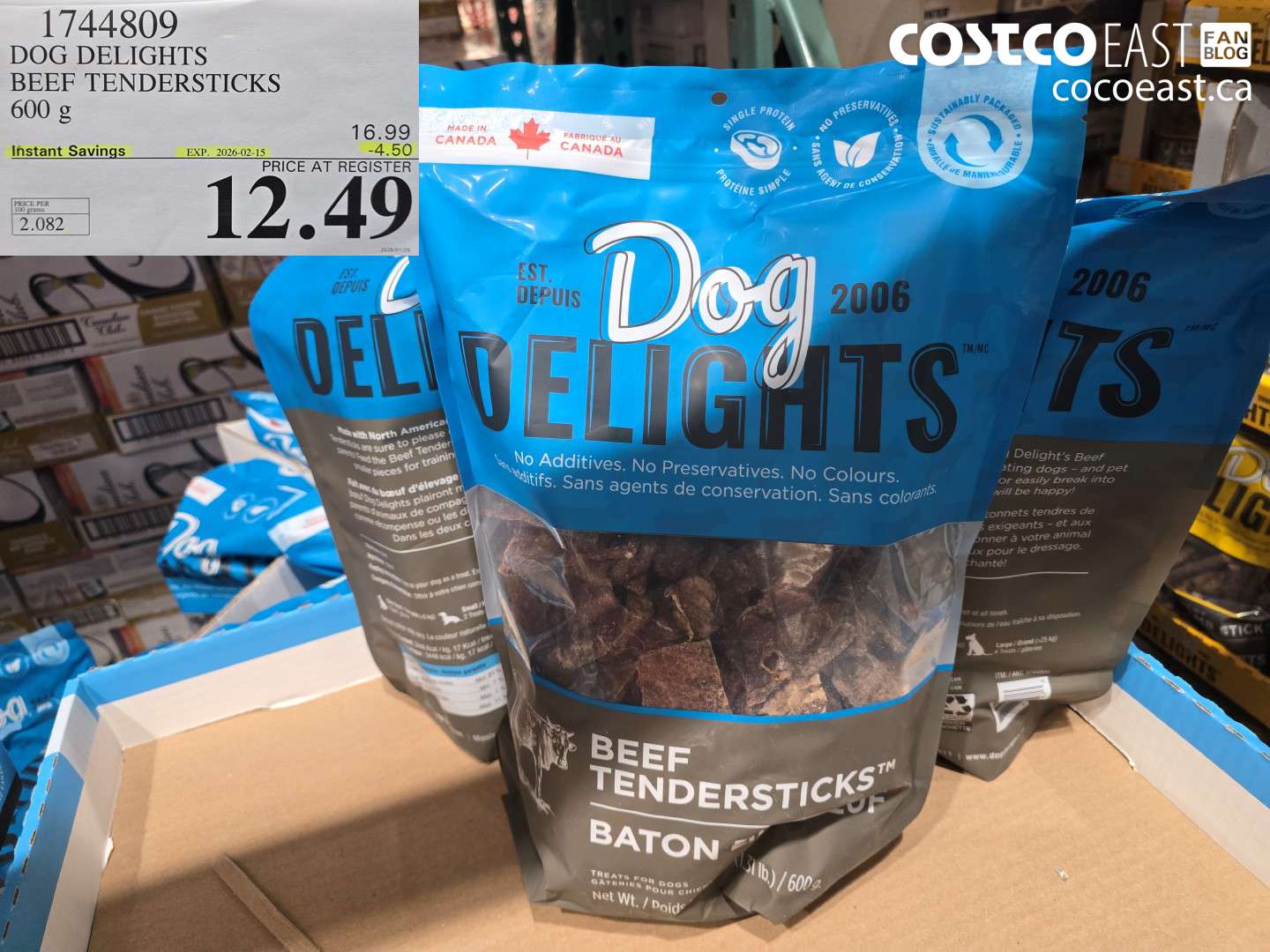 1744809 DOG DELIGHTS BEEF TENDERSTICKS 600 G ($4.50 INSTANT SAVINGS EXPIRES ON 2026-02-15) $12.49
