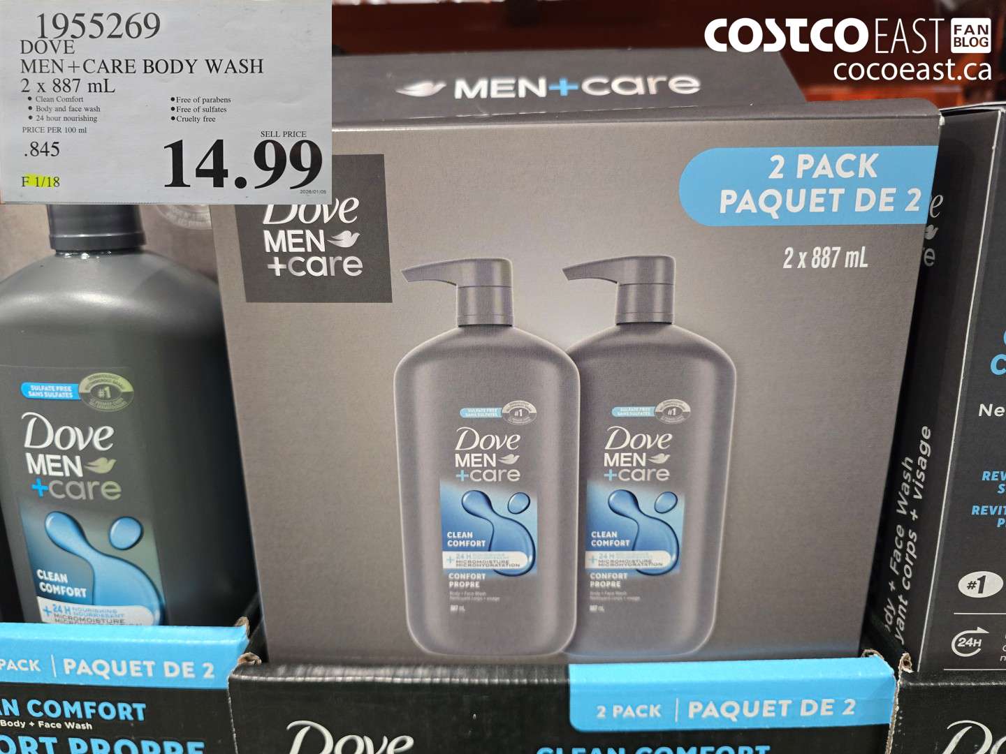 1955269 DOVE MEN+ CARE BODY WASH 2 X 887 ML $14.99