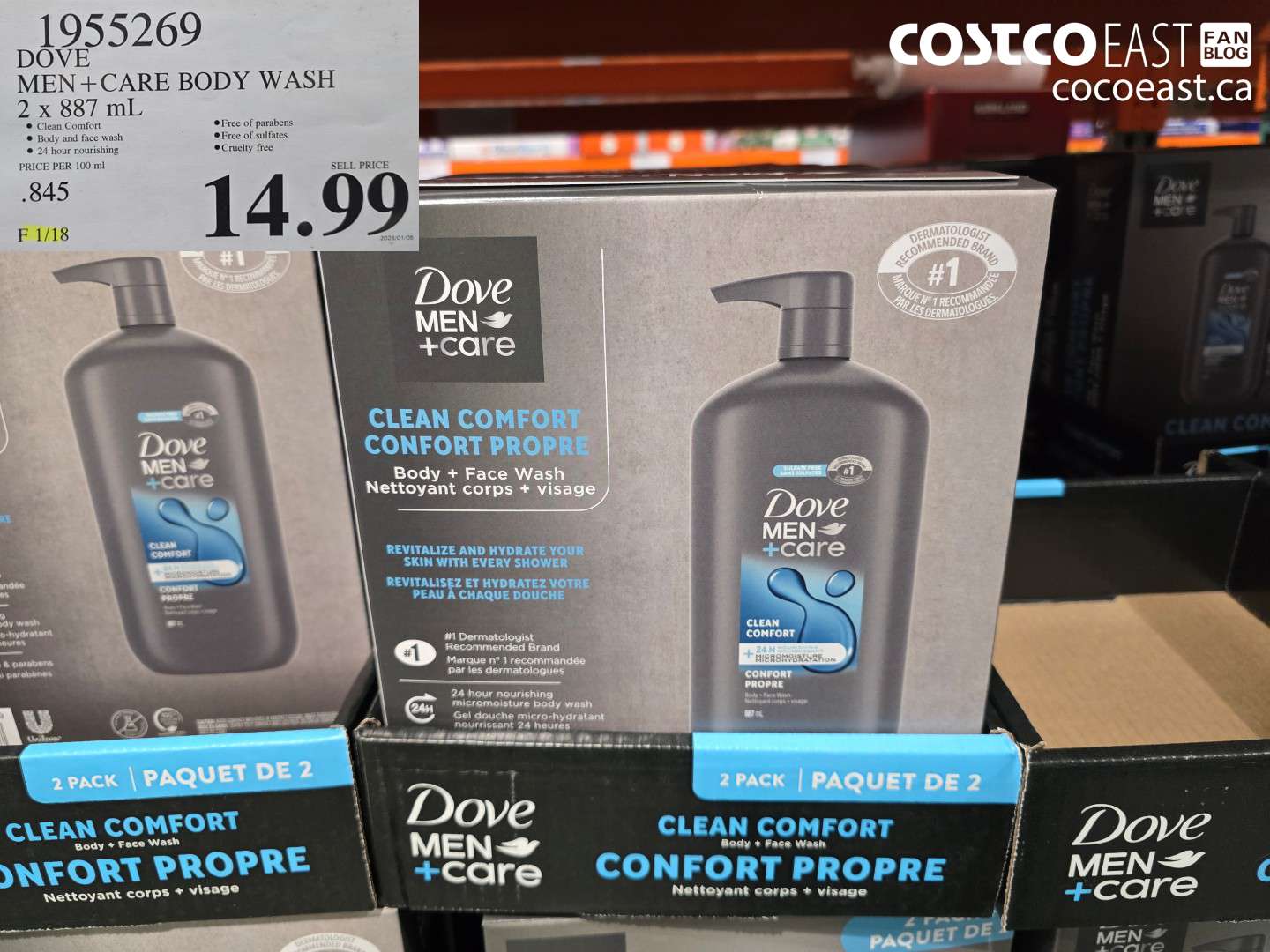 1955269 DOVE MEN+ CARE BODY WASH 2 X 887 ML $14.99