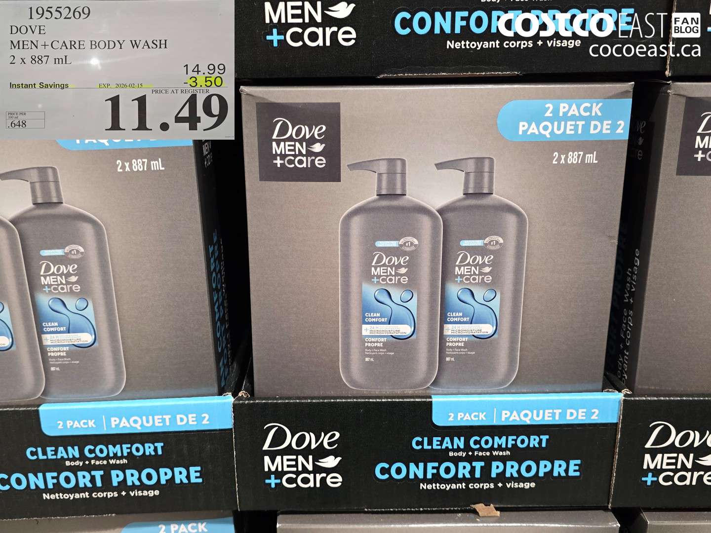 1955269 DOVE MEN+ CARE BODY WASH 2 X 887 ML ($3.50 INSTANT SAVINGS EXPIRES ON 2026-02-15) $11.49