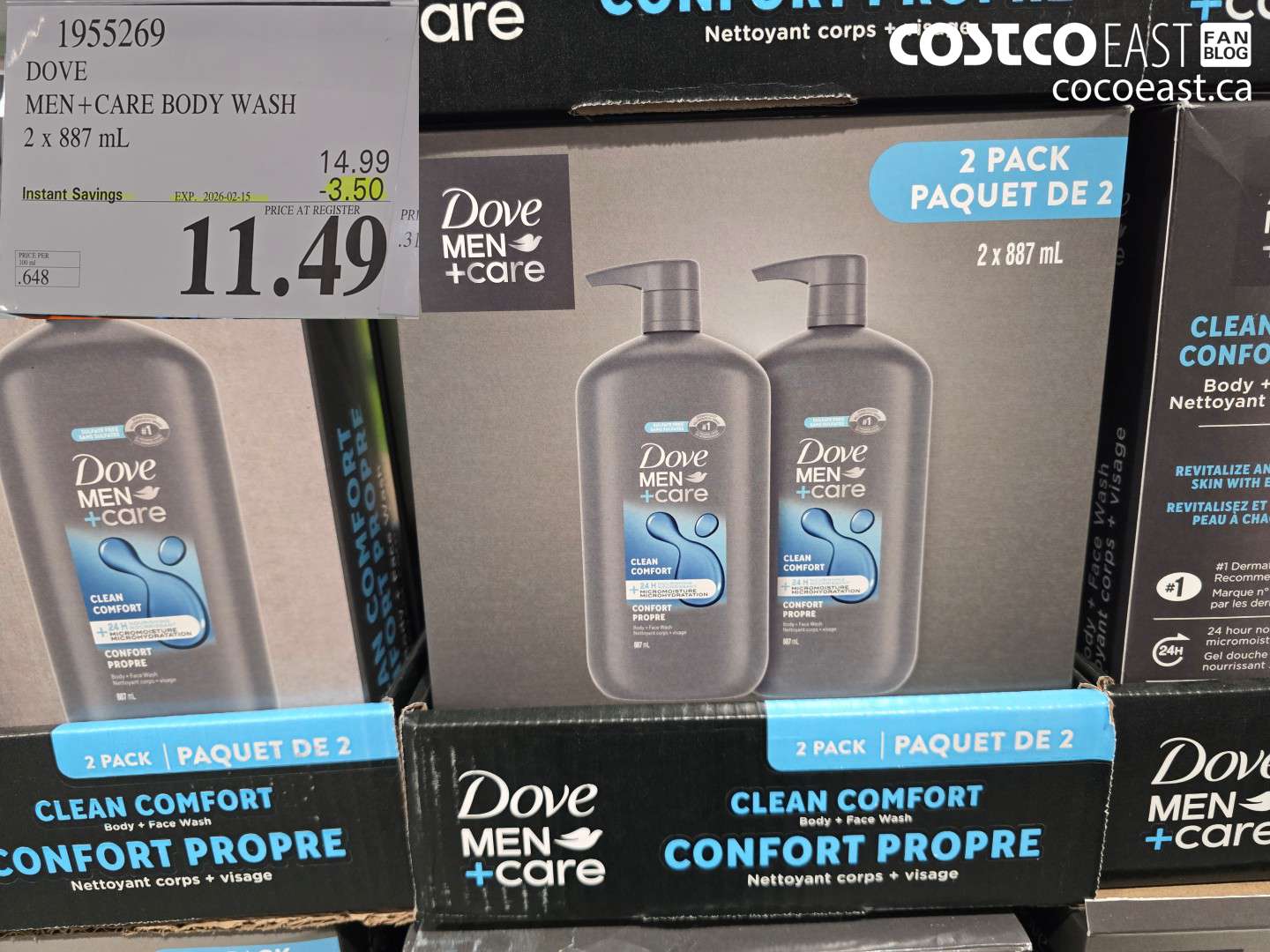 1955269 DOVE MEN+ CARE BODY WASH 2 X 887 ML ($3.50 INSTANT SAVINGS EXPIRES ON 2026-02-15) $11.49