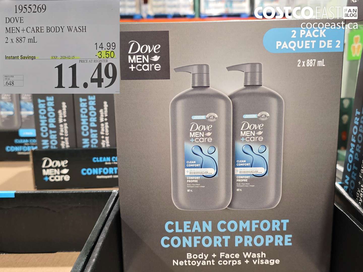 1955269 DOVE MEN+ CARE BODY WASH 2 X 887 ML ($3.50 INSTANT SAVINGS EXPIRES ON 2026-02-15) $11.49