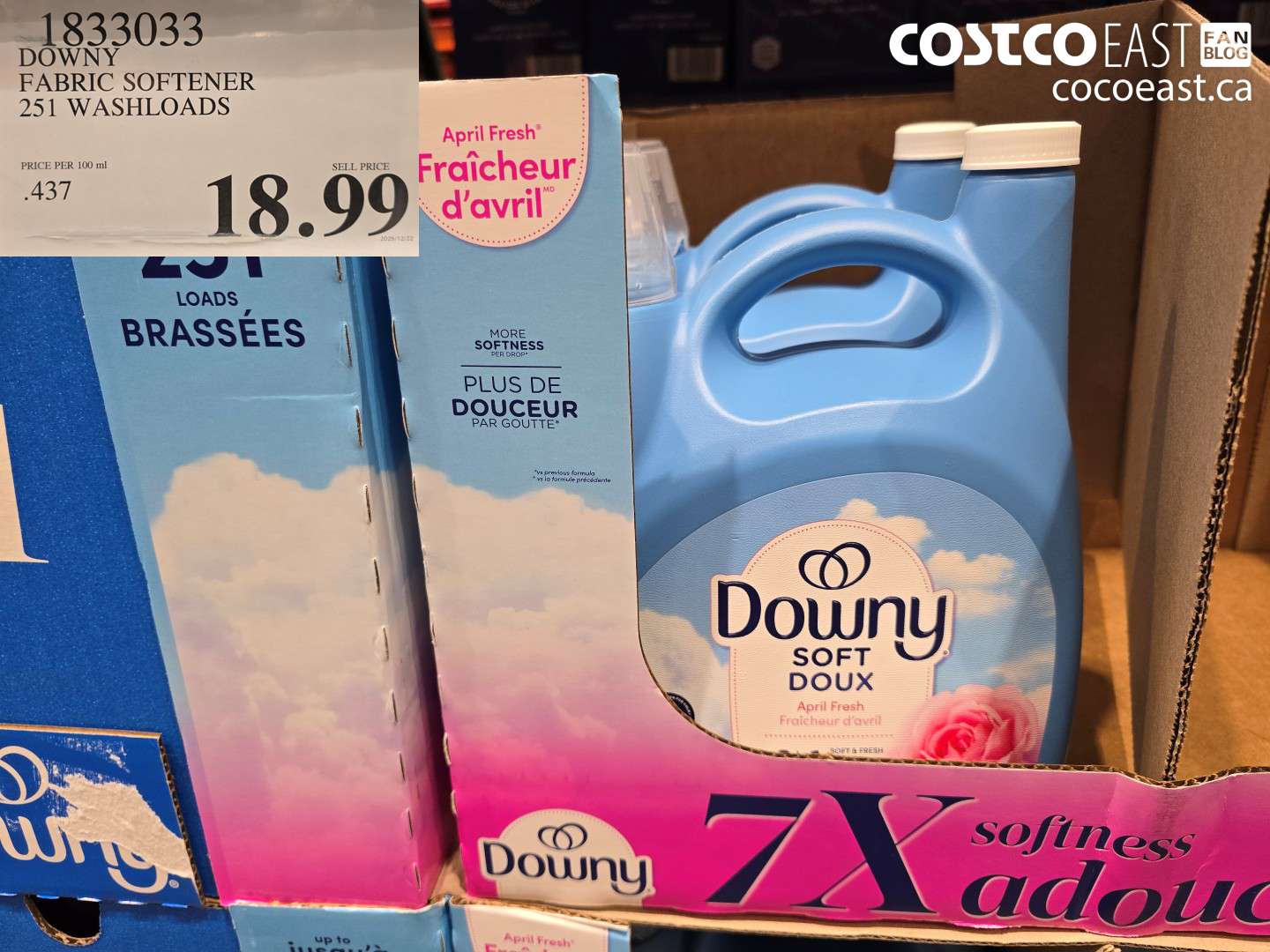 1833033 DOWNY FABRIC SOFTENER 251 WASHLOADS $18.99