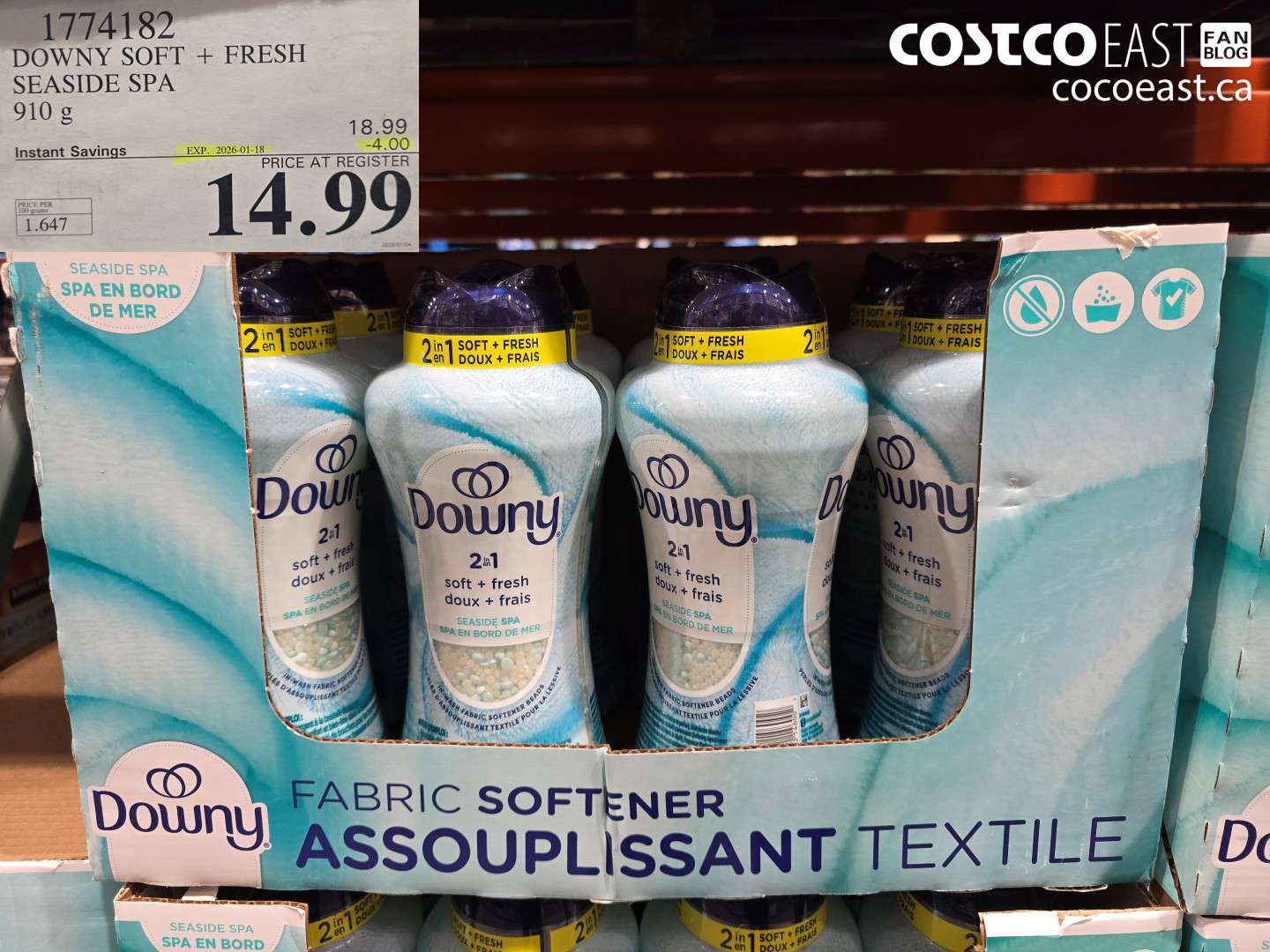 1774182 DOWNY SOFT + FRESH SEASIDE SPA 910 G ($4.00 INSTANT SAVINGS EXPIRES ON 2026-01-18) $14.99