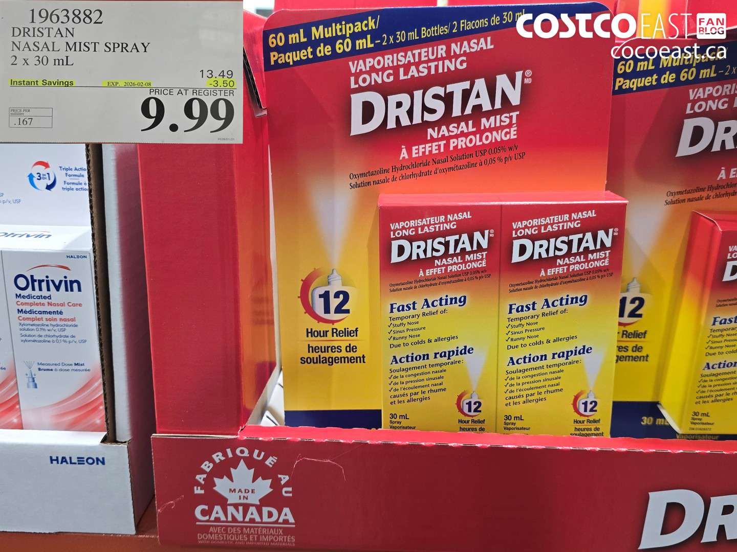 1963882 DRISTAN NASAL MIST SPRAY 2 x 30 mL ($3.50 INSTANT SAVINGS EXPIRES ON 2026-02-08) $9.99