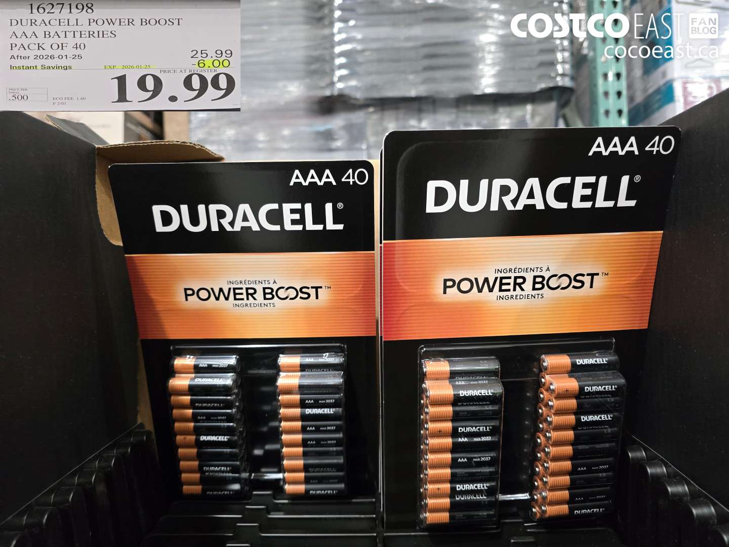 1627198 DURACELL POWER BOOST AAA BATTERIES PACK OF 40 ($6.00 INSTANT SAVINGS EXPIRES ON 2026-01-25) $19.99