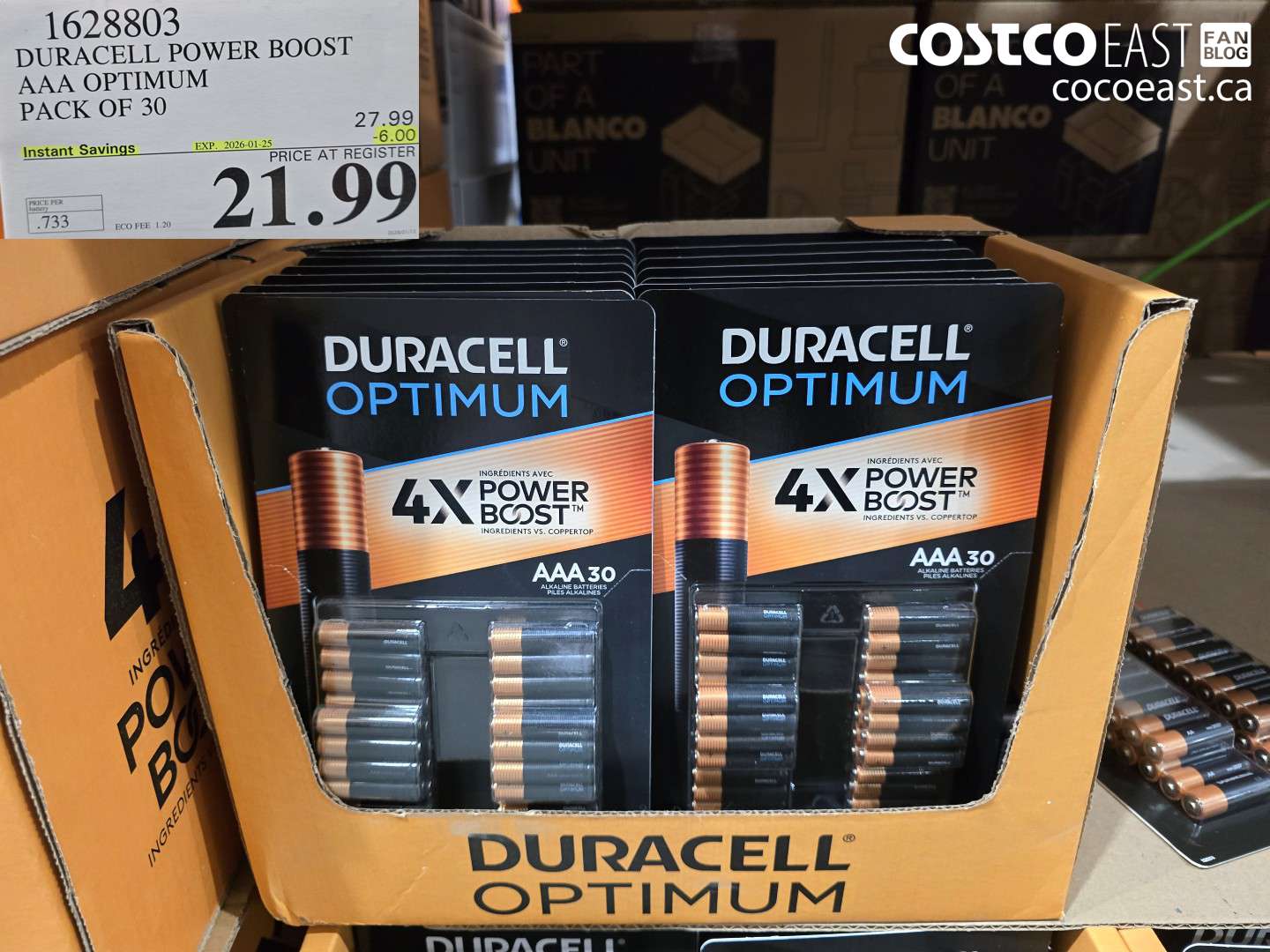 1628803 DURACELL POWER BOOST AAA OPTIMUM PACK OF 30 ($6.00 INSTANT SAVINGS EXPIRES ON 2026-01-25) $21.99