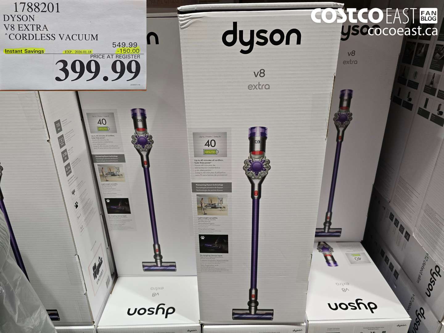 1788201 Dyson V8 EXTRA CORDLESS VACUUM ($150.00 INSTANT SAVINGS EXPIRES ON 2026-01-18) $399.99