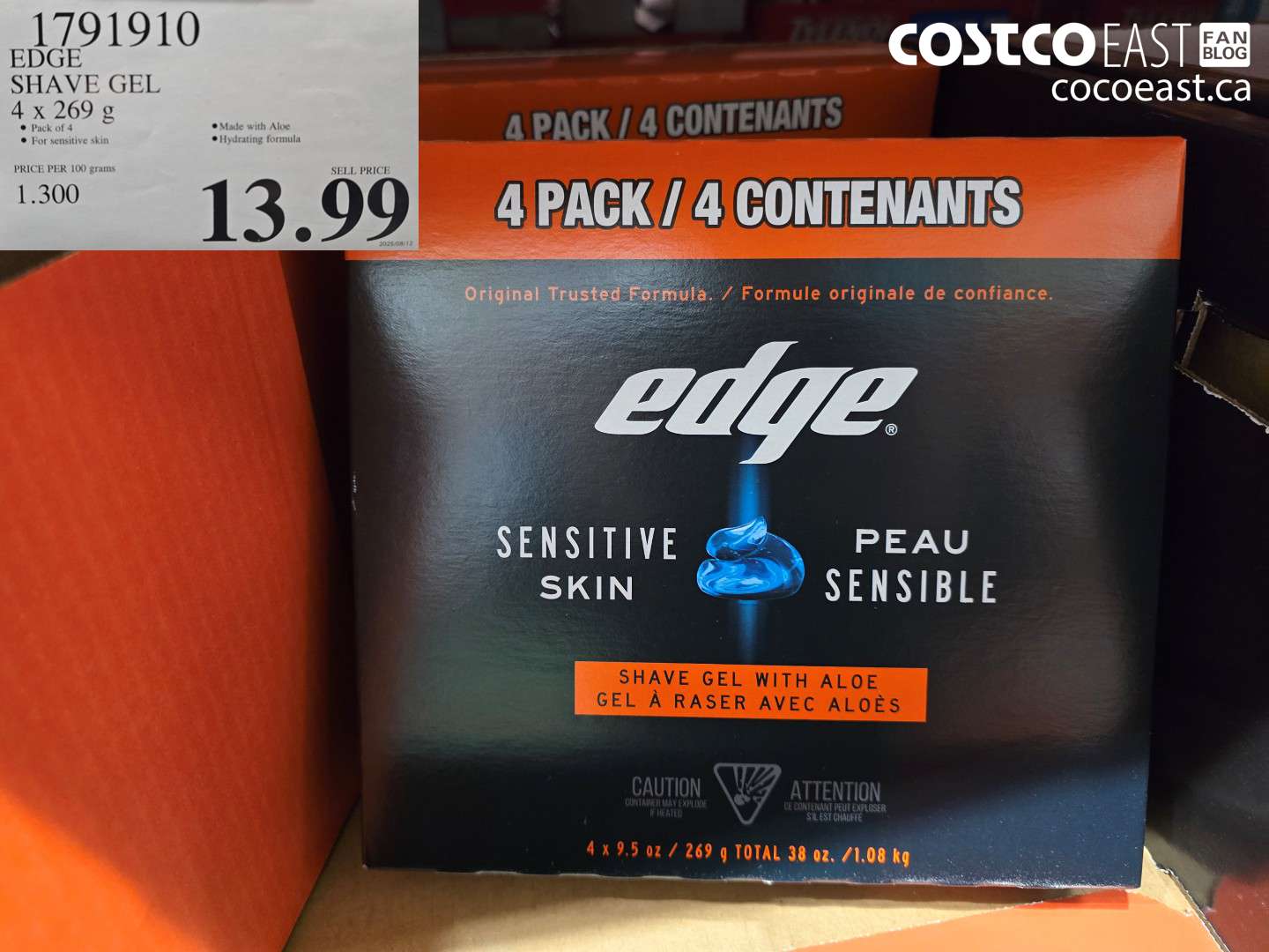 1791910 EDGE SHAVE GEL 4 X 269 G $13.99