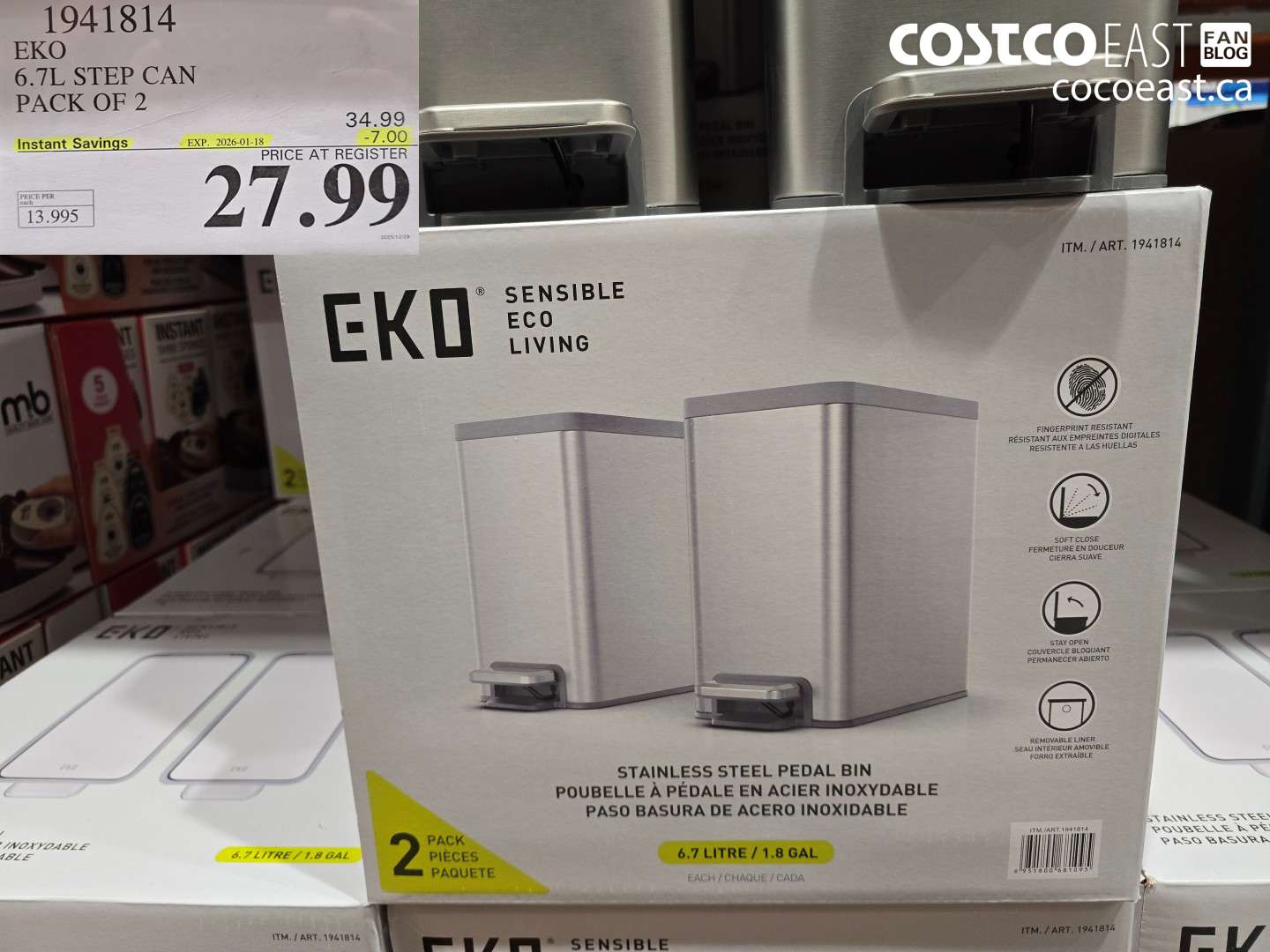 1941814 EKO 6.7L STEP CAN PACK OF 2 ($7.00 INSTANT SAVINGS EXPIRES ON 2026-01-18) $27.99