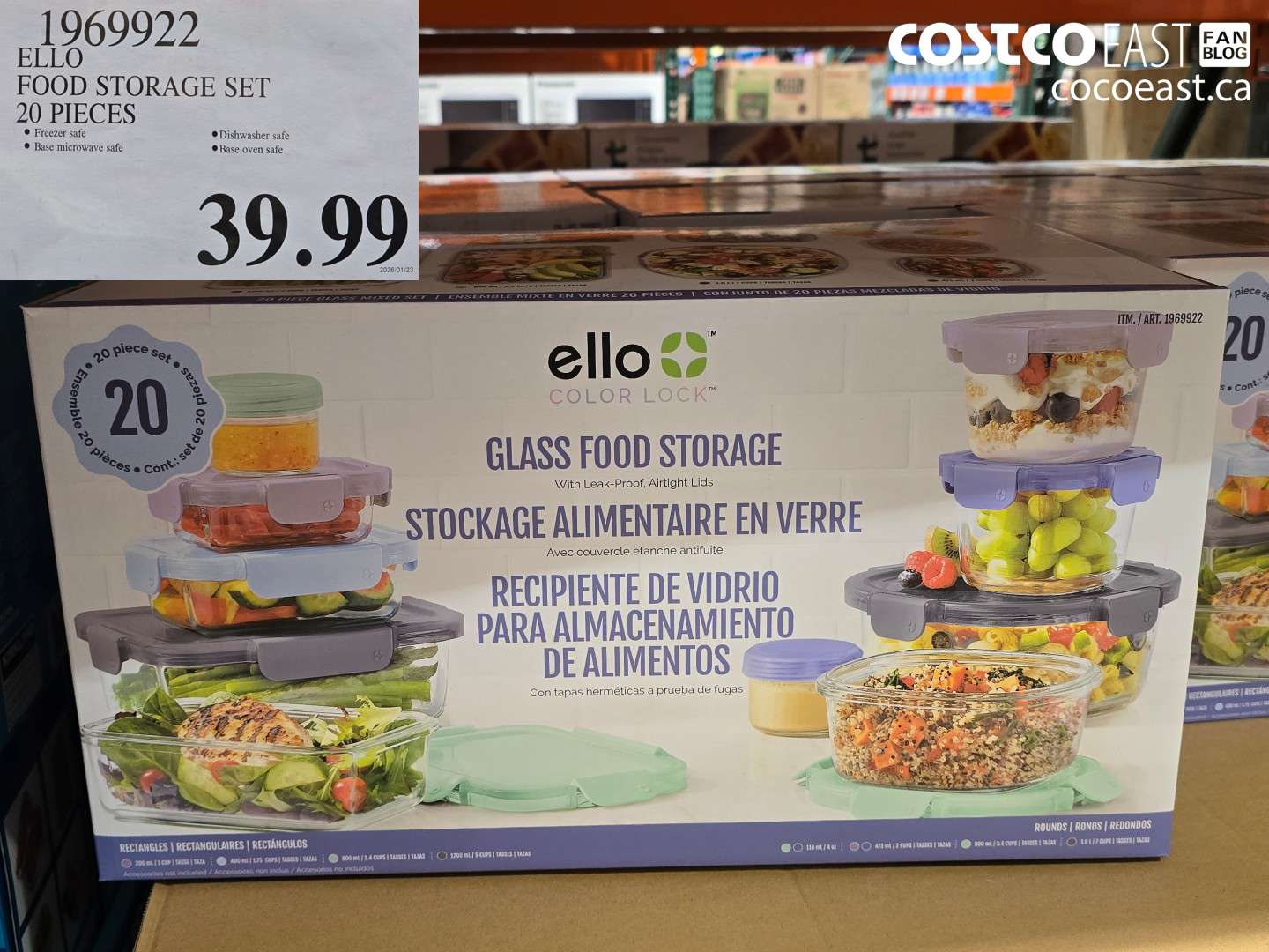 1969922 ELLO FOOD STORAGE SET 20 PIECES $39.99
