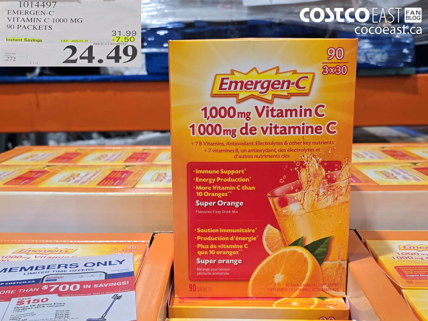 1014497 EMERGEN-C ORANGE VITAMIN C 1000 MG 90 PACKETS ($7.50 INSTANT SAVINGS EXPIRES ON 2026-01-18) $24.49