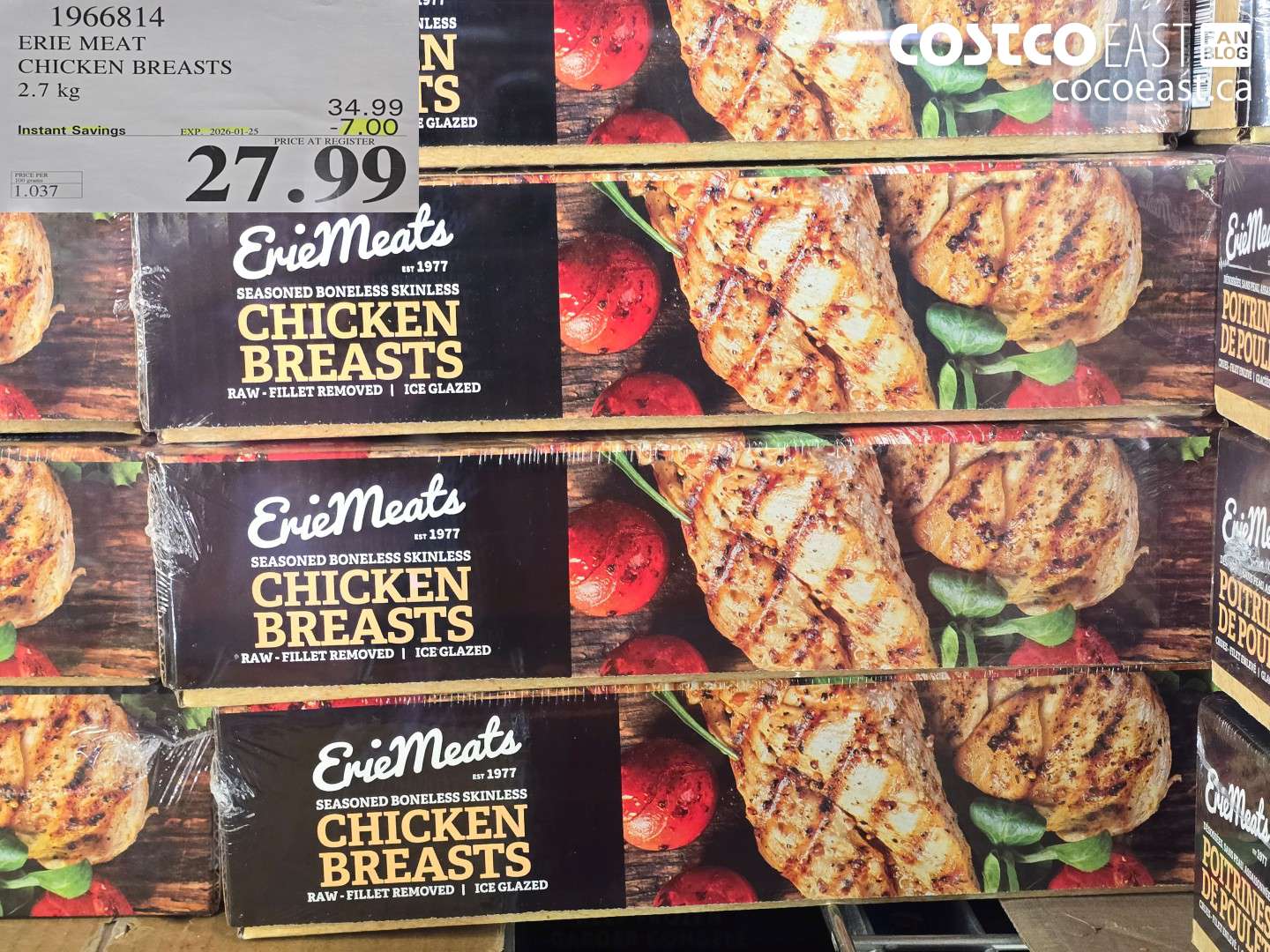 1966814 ERIE MEAT CHICKEN BREASTS 2.7KG ($7.00 INSTANT SAVINGS EXPIRES ON 2026-01-25) $27.99