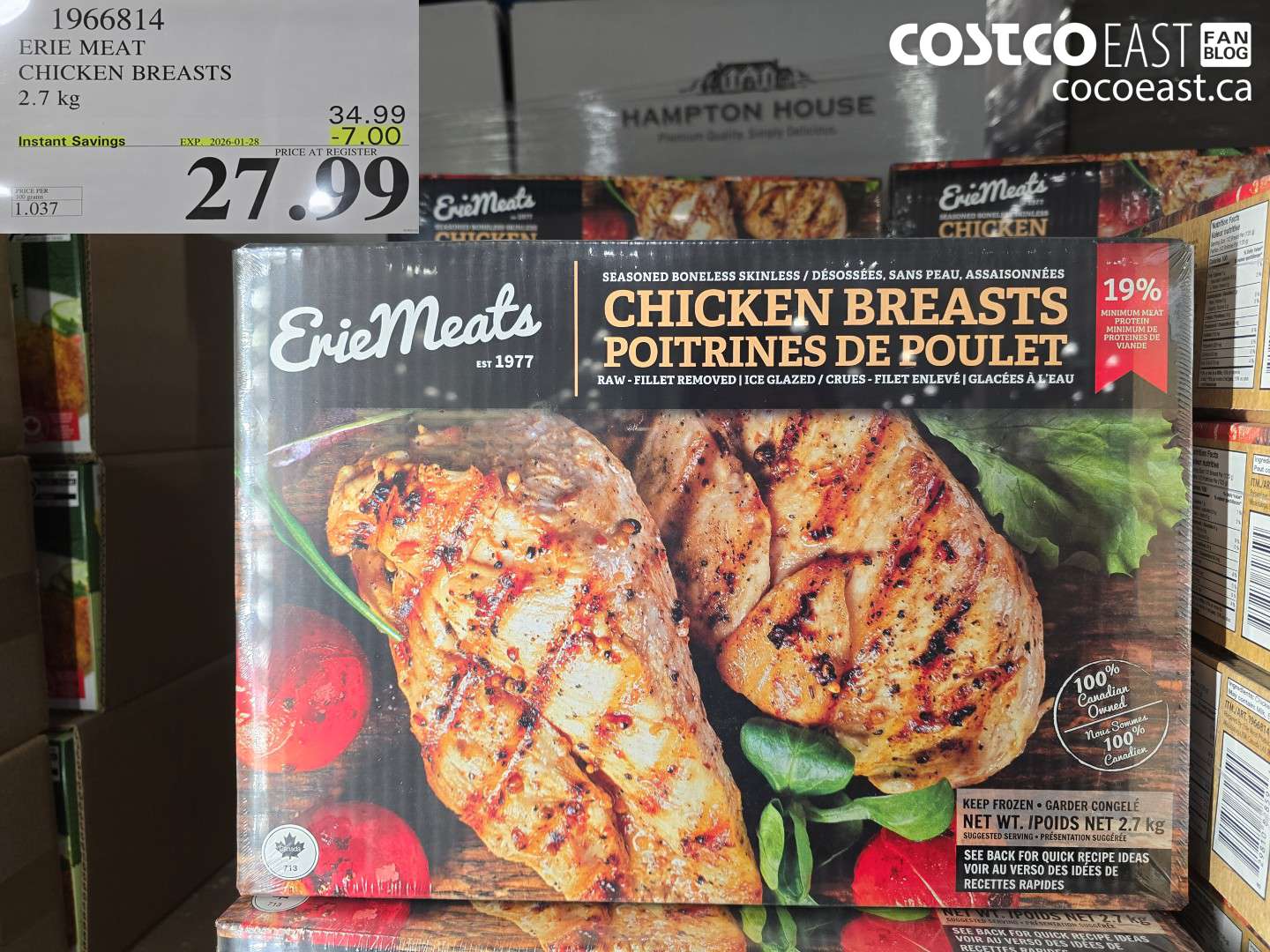 1966814 ERIE MEAT CHICKEN BREASTS 2.7KG ($7.00 INSTANT SAVINGS EXPIRES ON 2026-01-28) $27.99