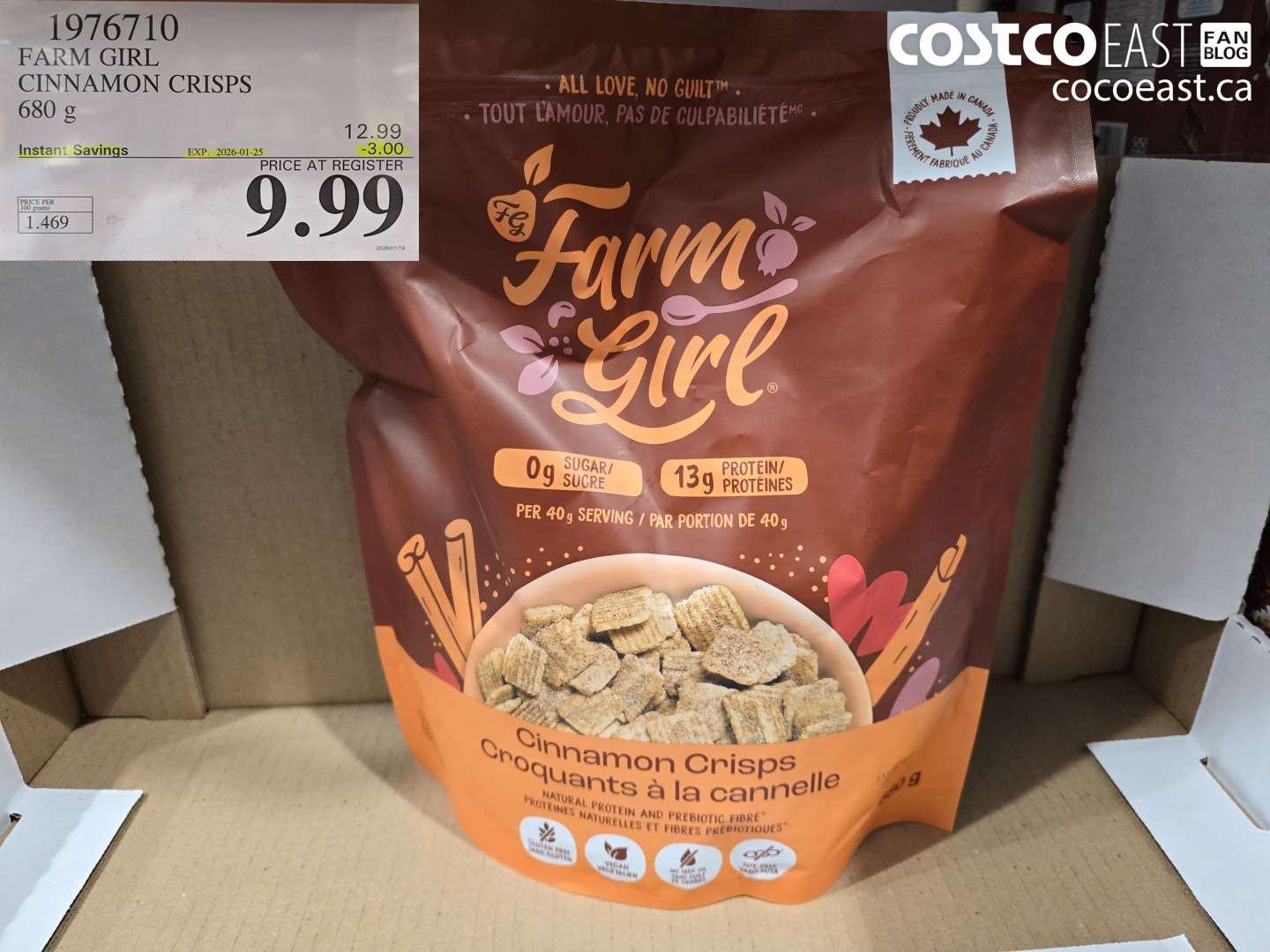 1976710 FARM GIRL CINNAMON CRISPS 680 G ($3.00 INSTANT SAVINGS EXPIRES ON 2026-01-25) $9.99