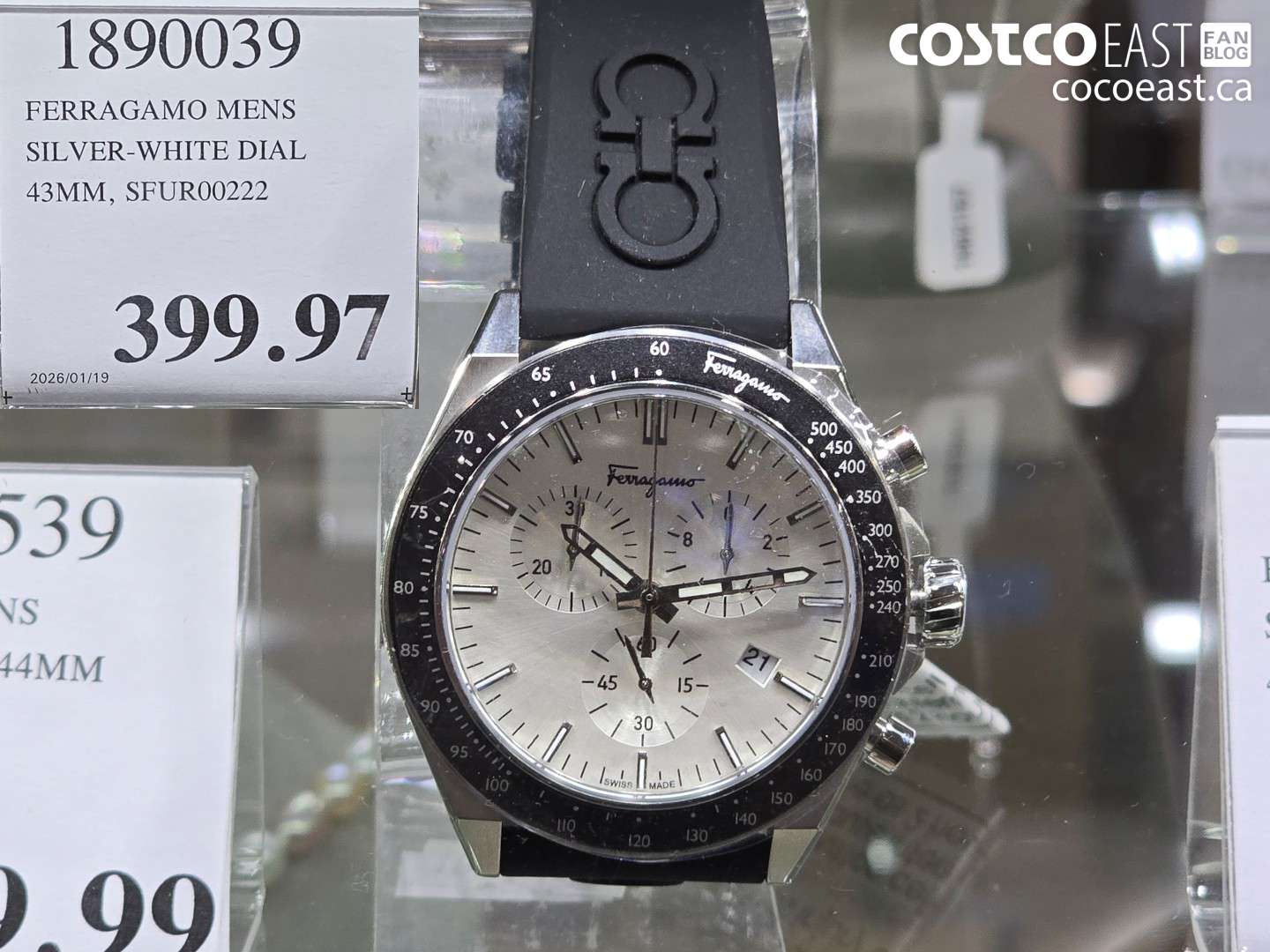 1890039 FERRAGAMO MENS SILVER-WHITE DIAL 43MM, SFUR00222 $399.97