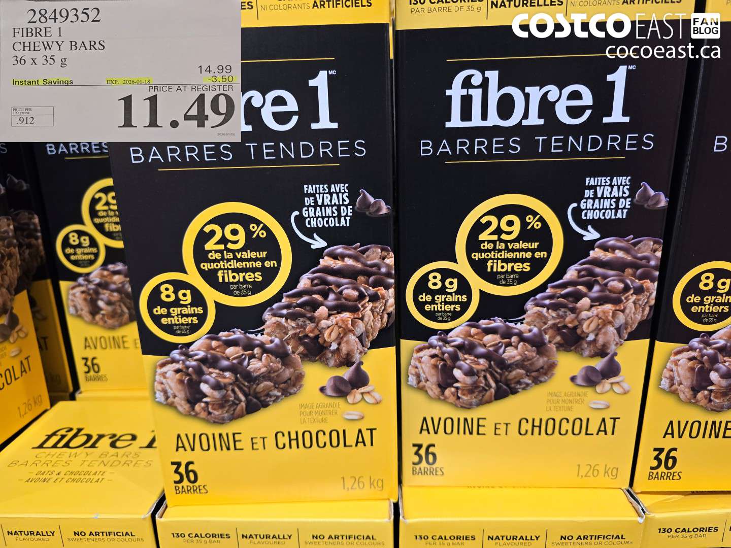 2849352 FIBRE 1 CHEWY BARS 36 x 35 G ($3.50 INSTANT SAVINGS EXPIRES ON 2026-01-18) $11.49