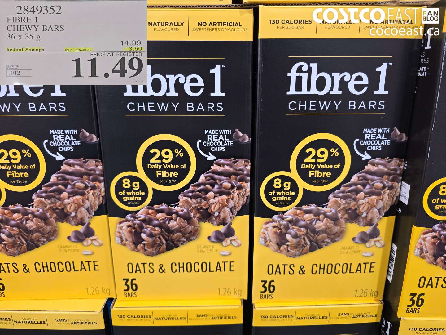 2849352 FIBRE 1 CHEWY BARS 36 x 35 G ($3.50 INSTANT SAVINGS EXPIRES ON 2026-01-18) $11.49