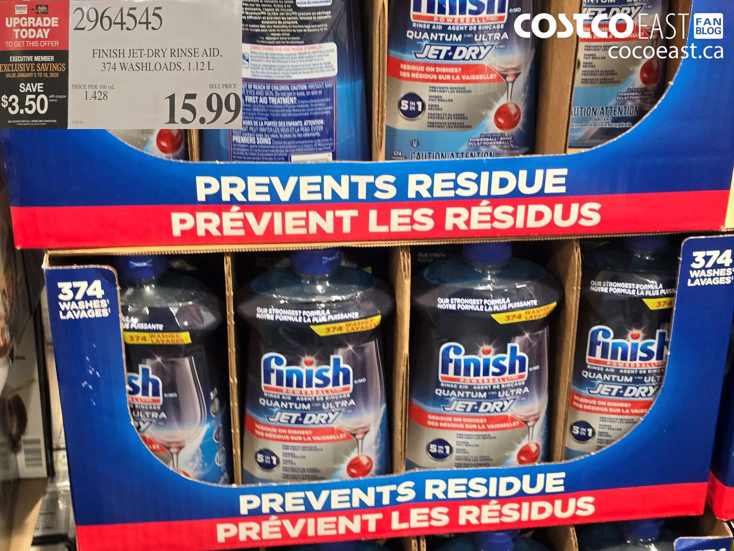 2964545 FINISH JET DRY RINSE AGENT 1.12 L ($3.50 INSTANT SAVINGS EXPIRES ON 2026-01-18) $12.49