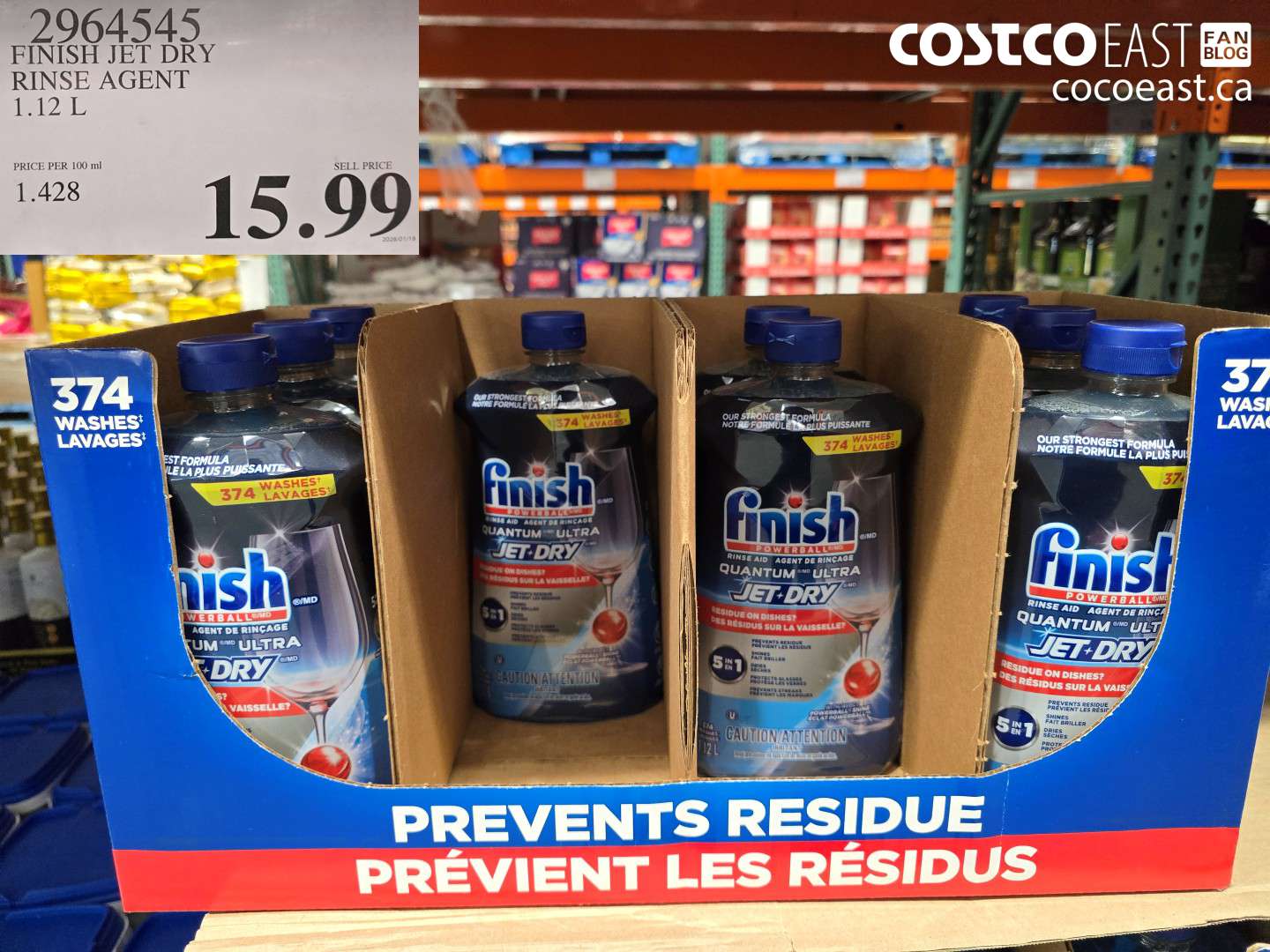 2964545 FINISH JET DRY RINSE AGENT 1.12 L $15.99