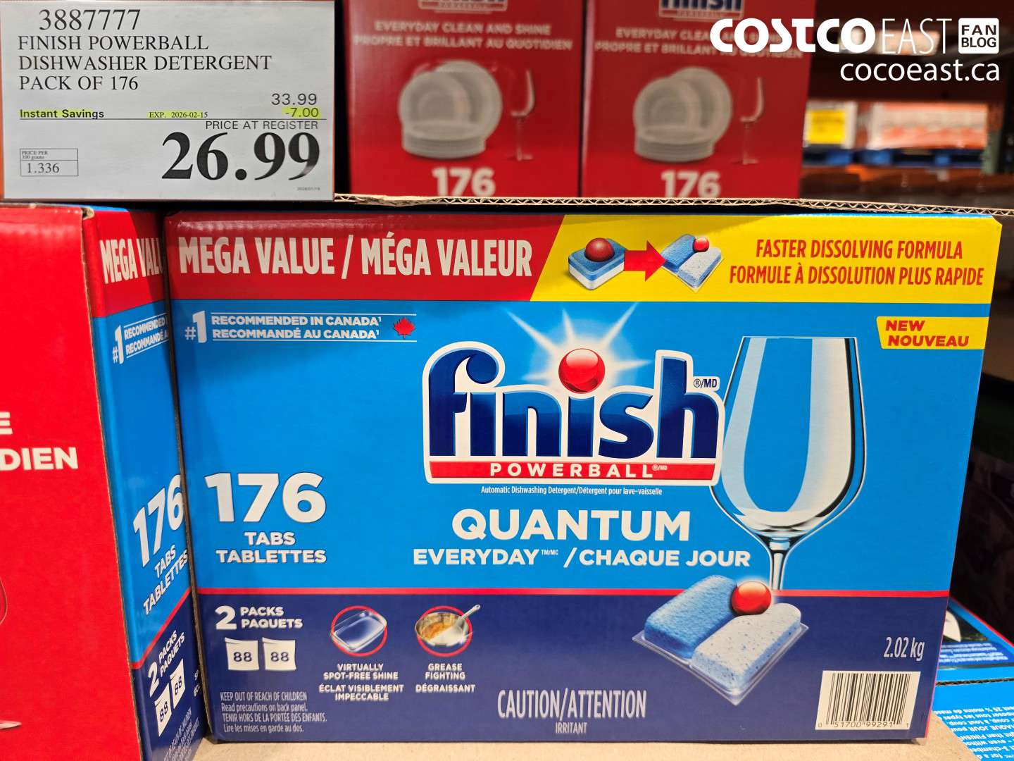 3887777 FINISH POWERBALL DISHWASHER DETERGENT PACK OF 176 ($7.00 INSTANT SAVINGS EXPIRES ON 2026-02-15) $26.99