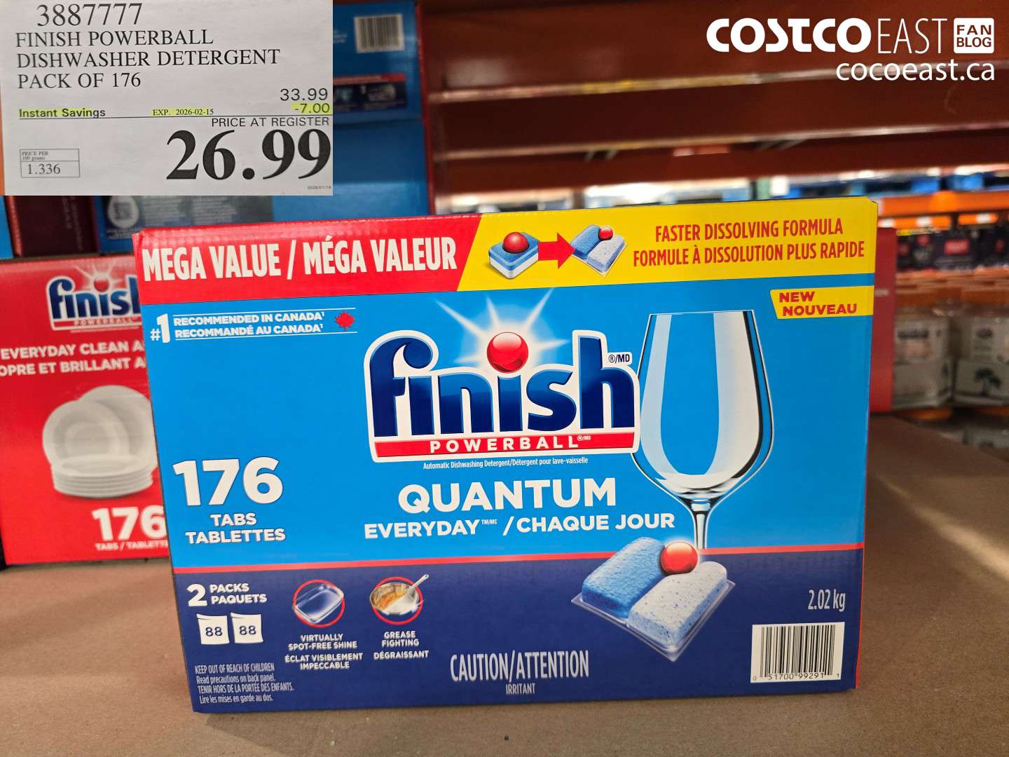 3887777 FINISH POWERBALL DISHWASHER DETERGENT PACK OF 176 ($7.00 INSTANT SAVINGS EXPIRES ON 2026-02-15) $26.99