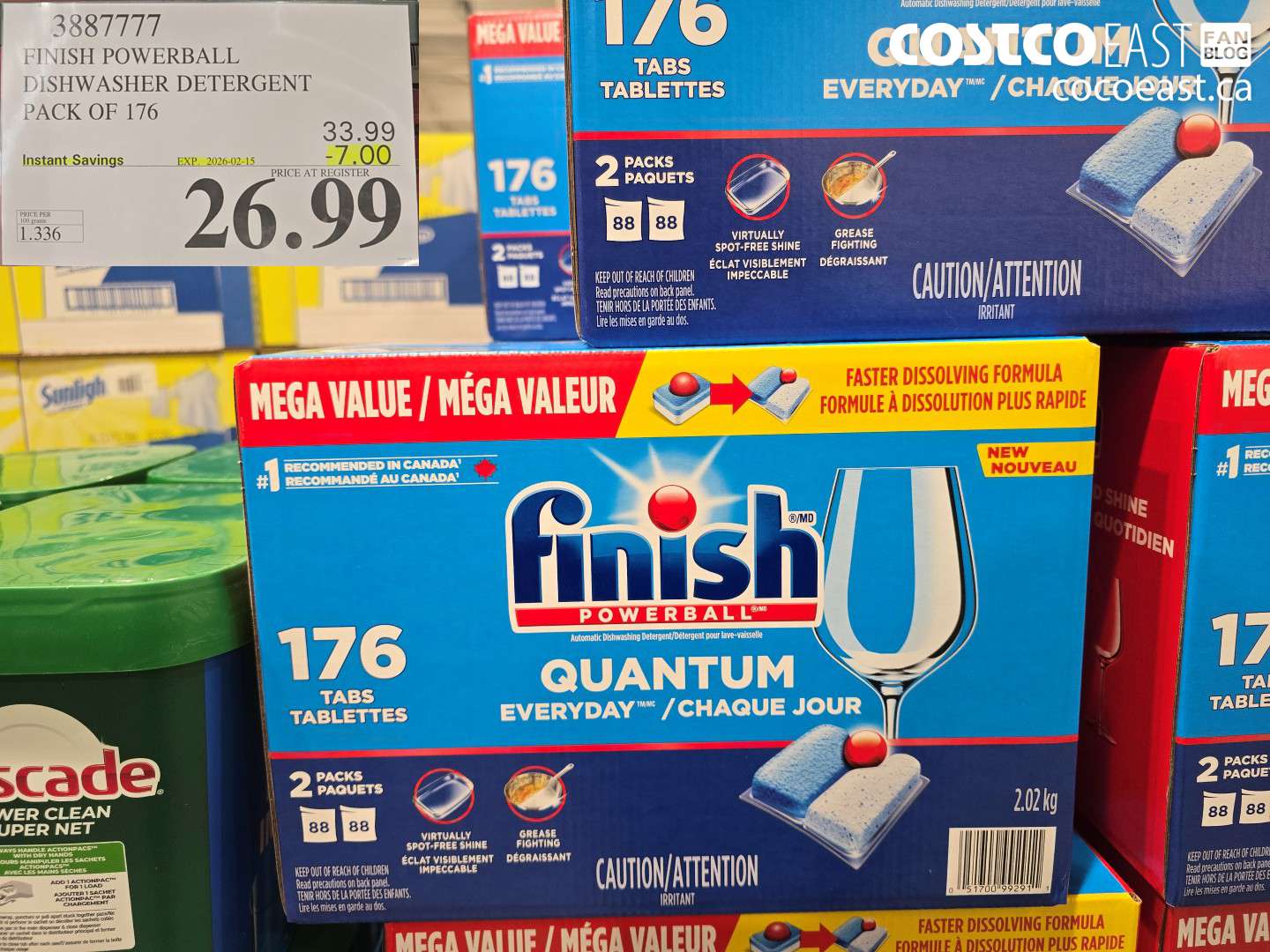 3887777 FINISH POWERBALL DISHWASHER DETERGENT PACK OF 176 ($7.00 INSTANT SAVINGS EXPIRES ON 2026-02-15) $26.99