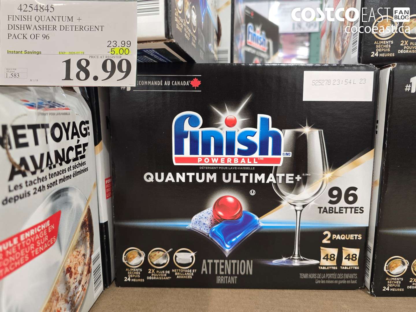 4254845 FINISH QUANTUM + DISHWASHER DETERGENT PACK OF 96 ($5.00 INSTANT SAVINGS EXPIRES ON 2026-01-18) $18.99