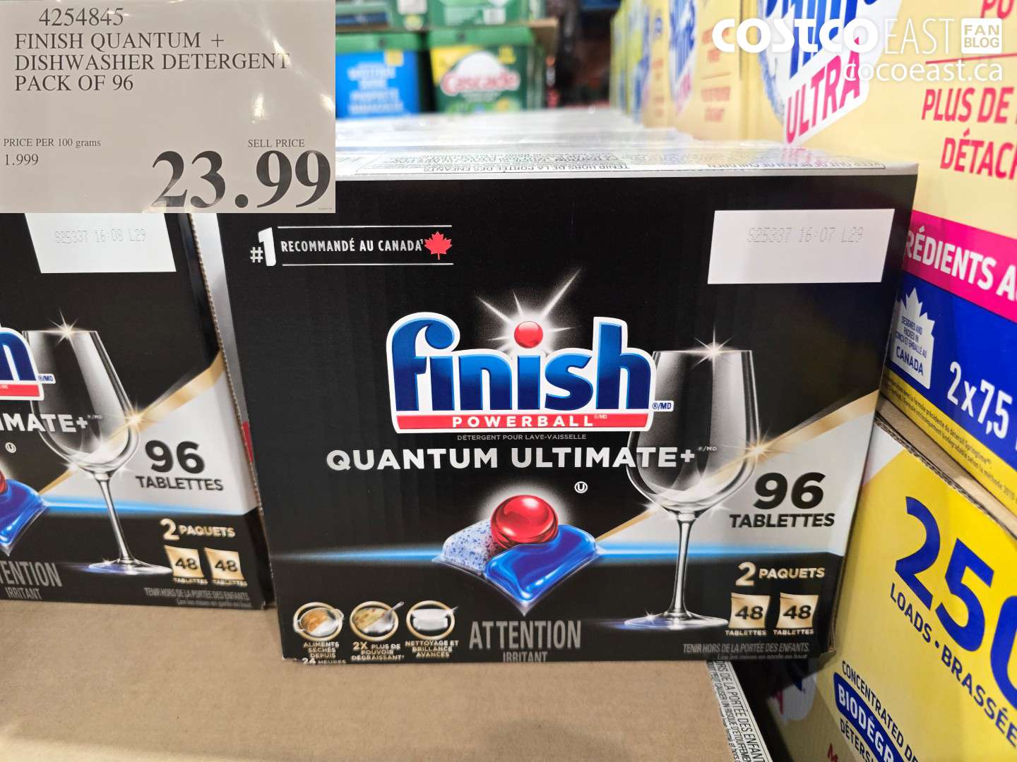4254845 FINISH QUANTUM + DISHWASHER DETERGENT PACK OF 96 $23.99