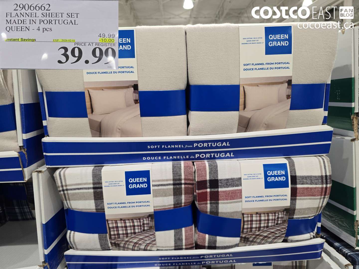 2906662 FLANNEL SHEET SET MADE IN PORTUGAL QUEEN - 4 pcs ($10.00 INSTANT SAVINGS EXPIRES ON 2026-02-01) $39.99