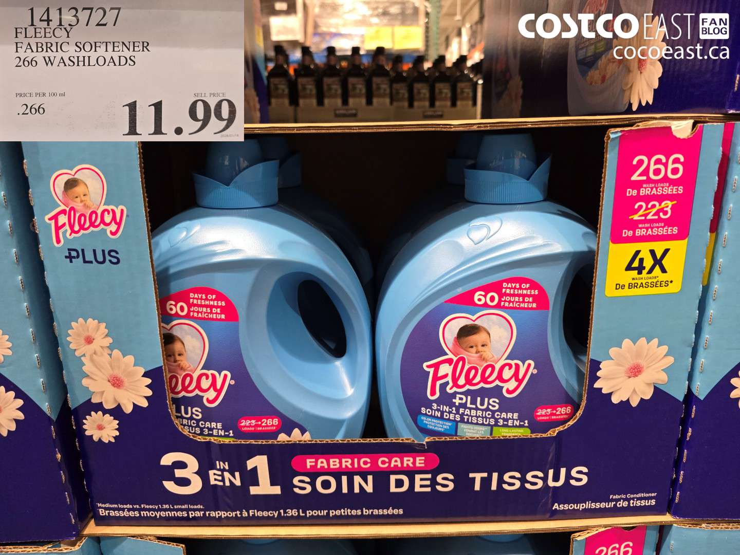 1413727 FLEECY FABRIC SOFTENER 266 washloads $11.99