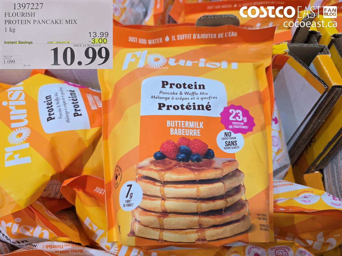 1397227 FLOURISH PROTEIN PANCAKE MIX 1 kg ($3.00 INSTANT SAVINGS EXPIRES ON 2026-01-18) $10.99