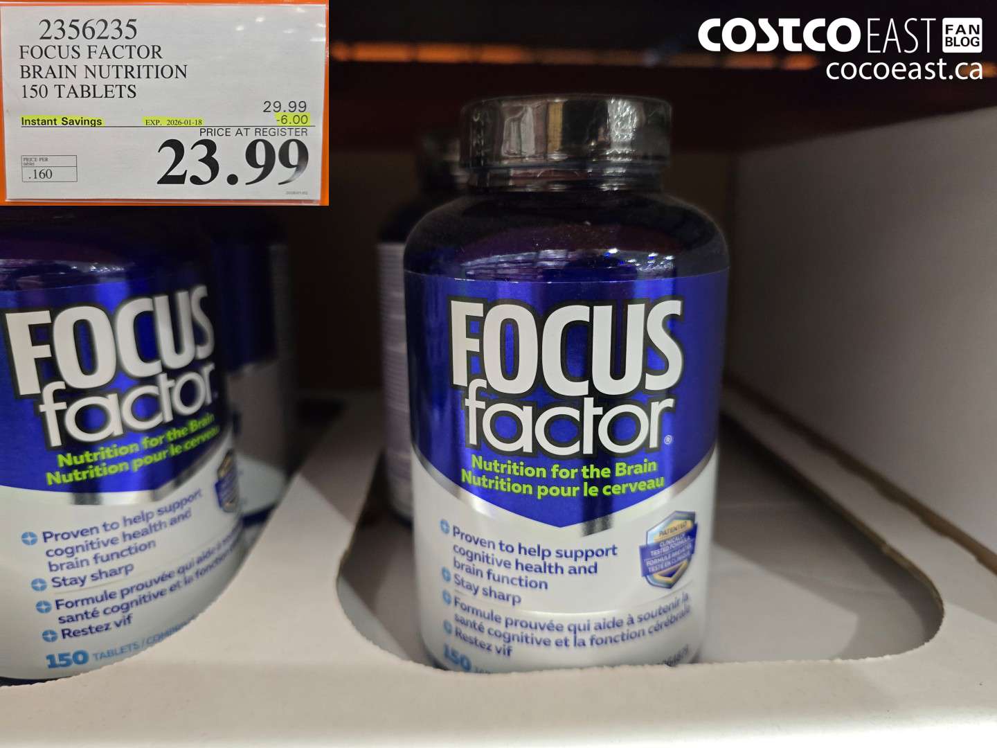 2356235 FOCUS FACTOR BRAIN NUTRITION 150 TABLETS ($6.00 INSTANT SAVINGS EXPIRES ON 2026-01-18) $23.99