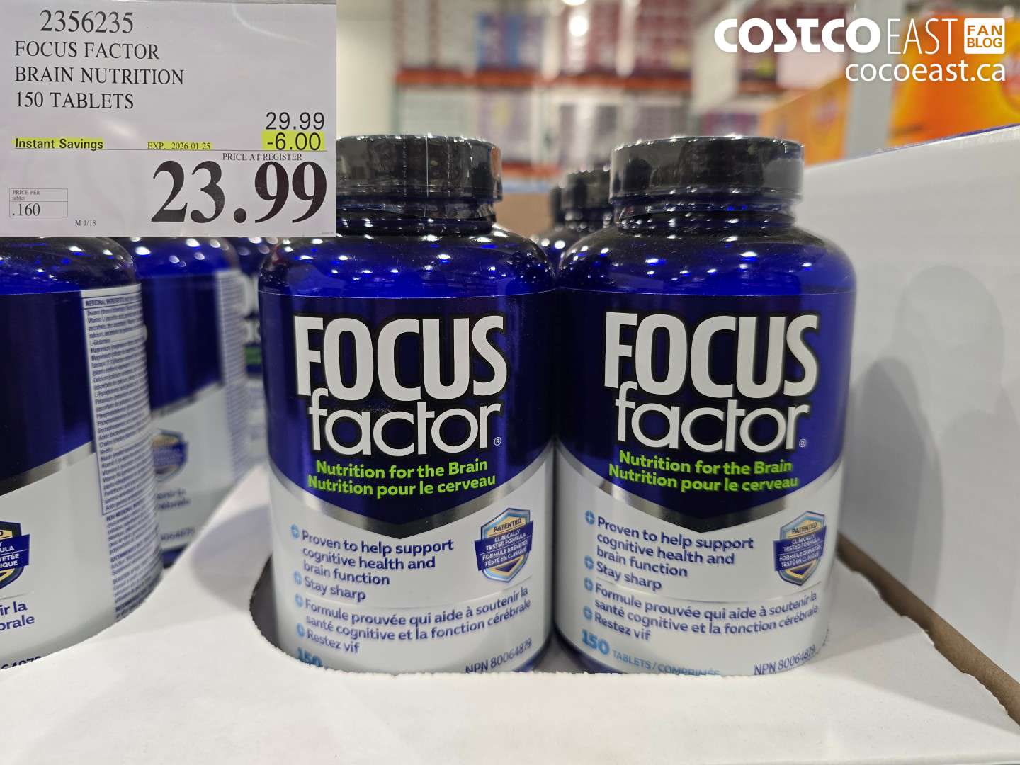 2356235 FOCUS FACTOR BRAIN NUTRITION 150 TABLETS ($6.00 INSTANT SAVINGS EXPIRES ON 2026-01-18) $23.99