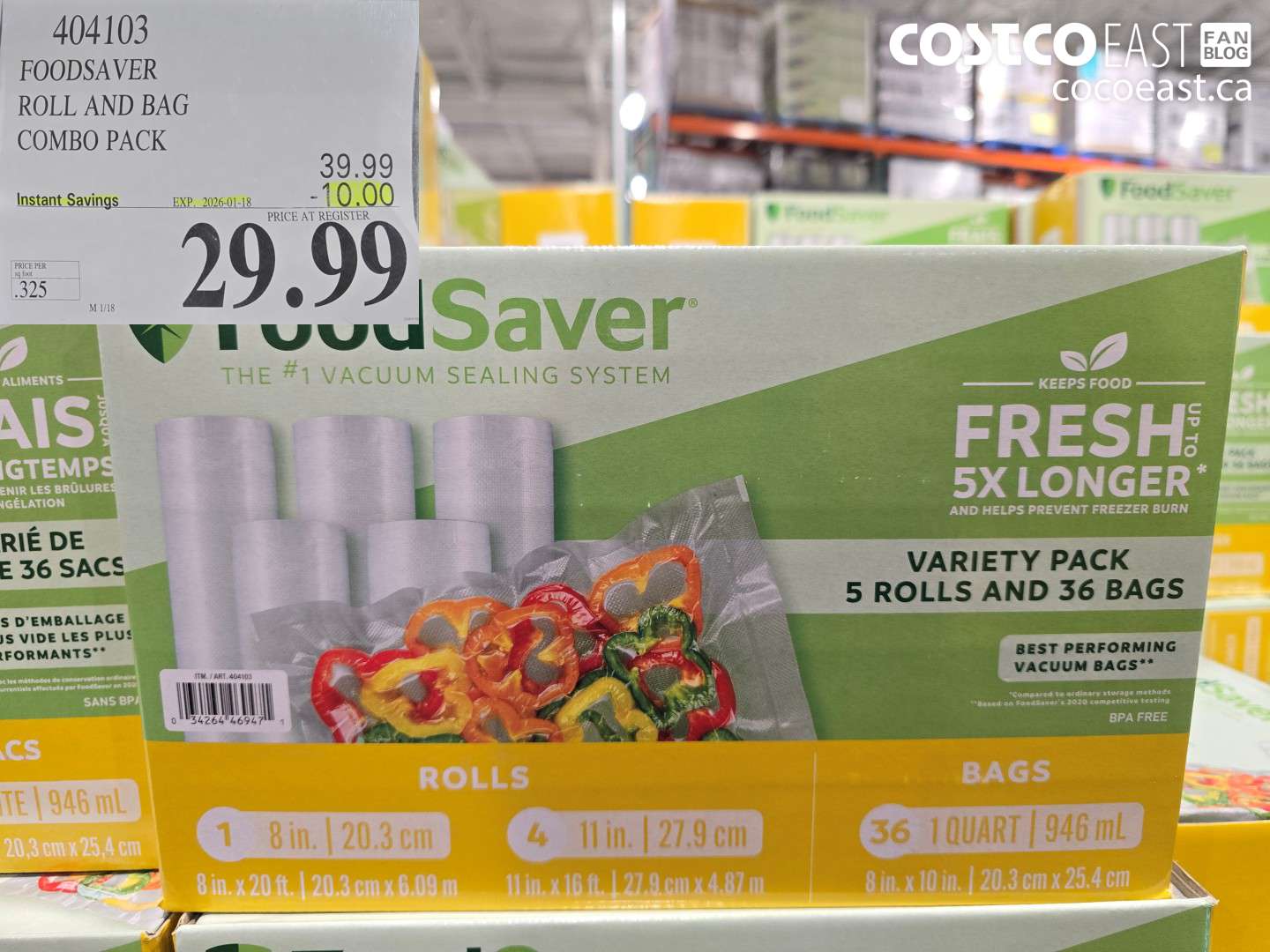 404103 FOODSAVER ROLLS AND BAG COMBO PACK ($10.00 INSTANT SAVINGS EXPIRES ON 2026-01-18) $29.99