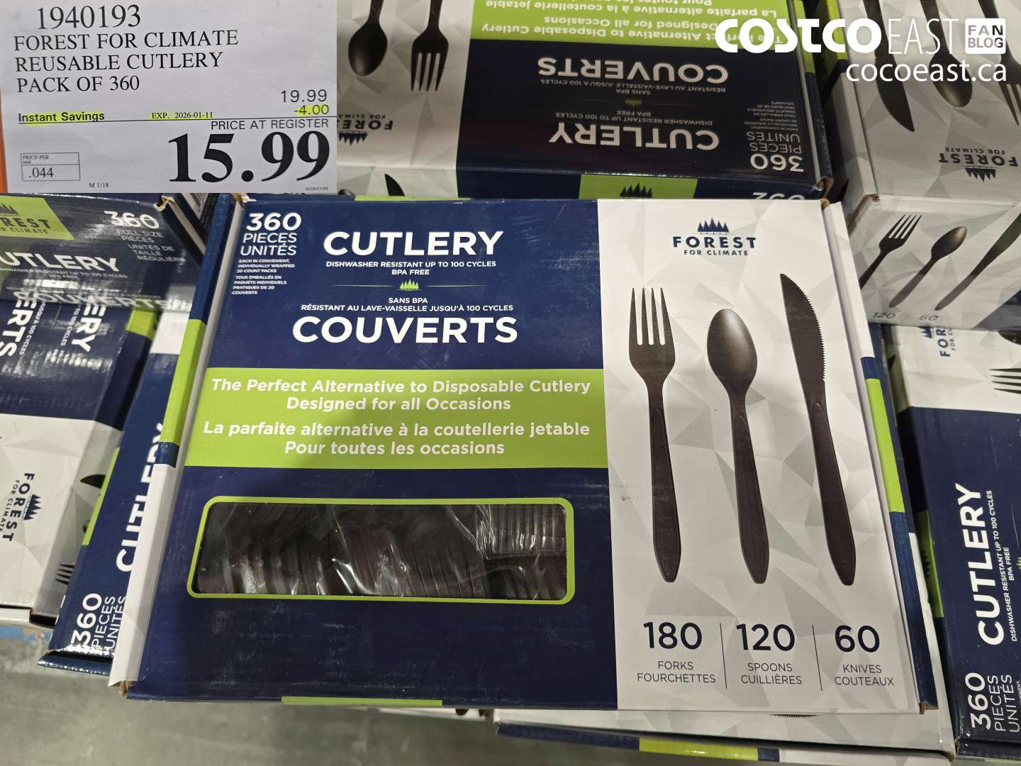 1940193 FOREST FOR CLIMATE REUSABLE CUTLERY PACK OF 360 ($4.00 INSTANT SAVINGS EXPIRES ON 2026-01-11) $15.99